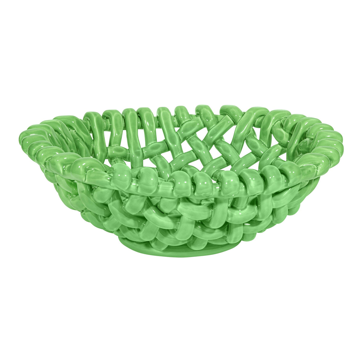 Apple Green Basketweave Bowl | Large
