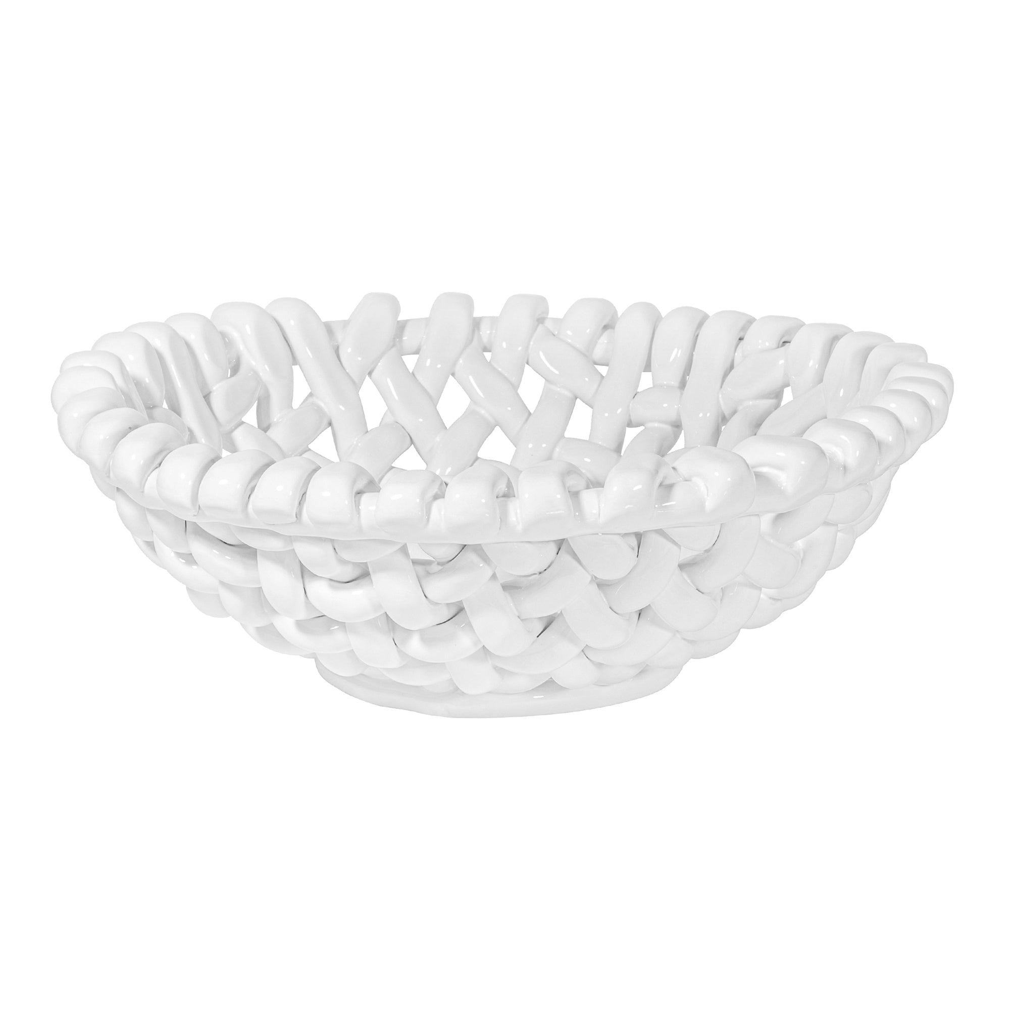 Large White Basketweave Bowl
