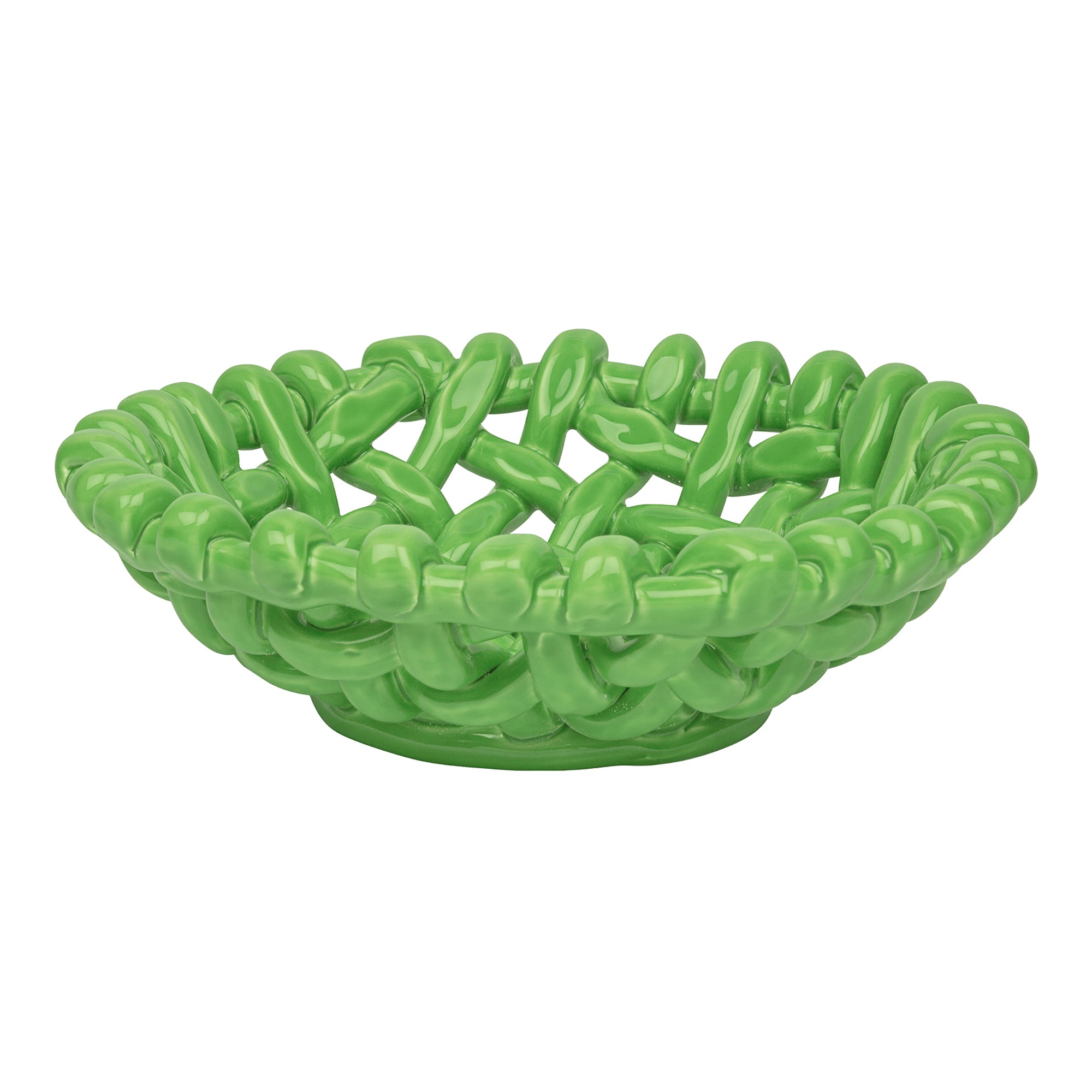 Apple Green Basketweave Bowl