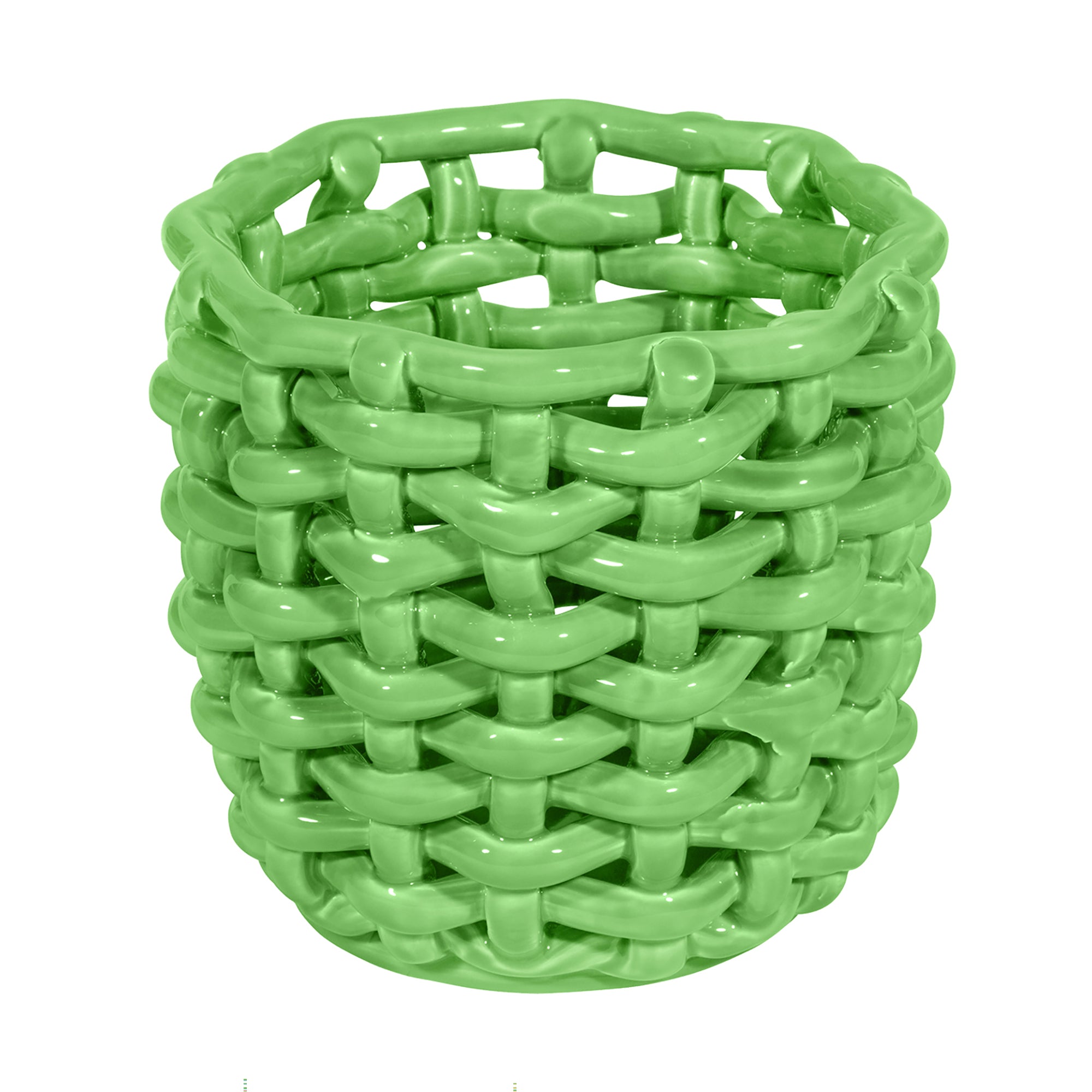 Apple Green Basketweave Planter