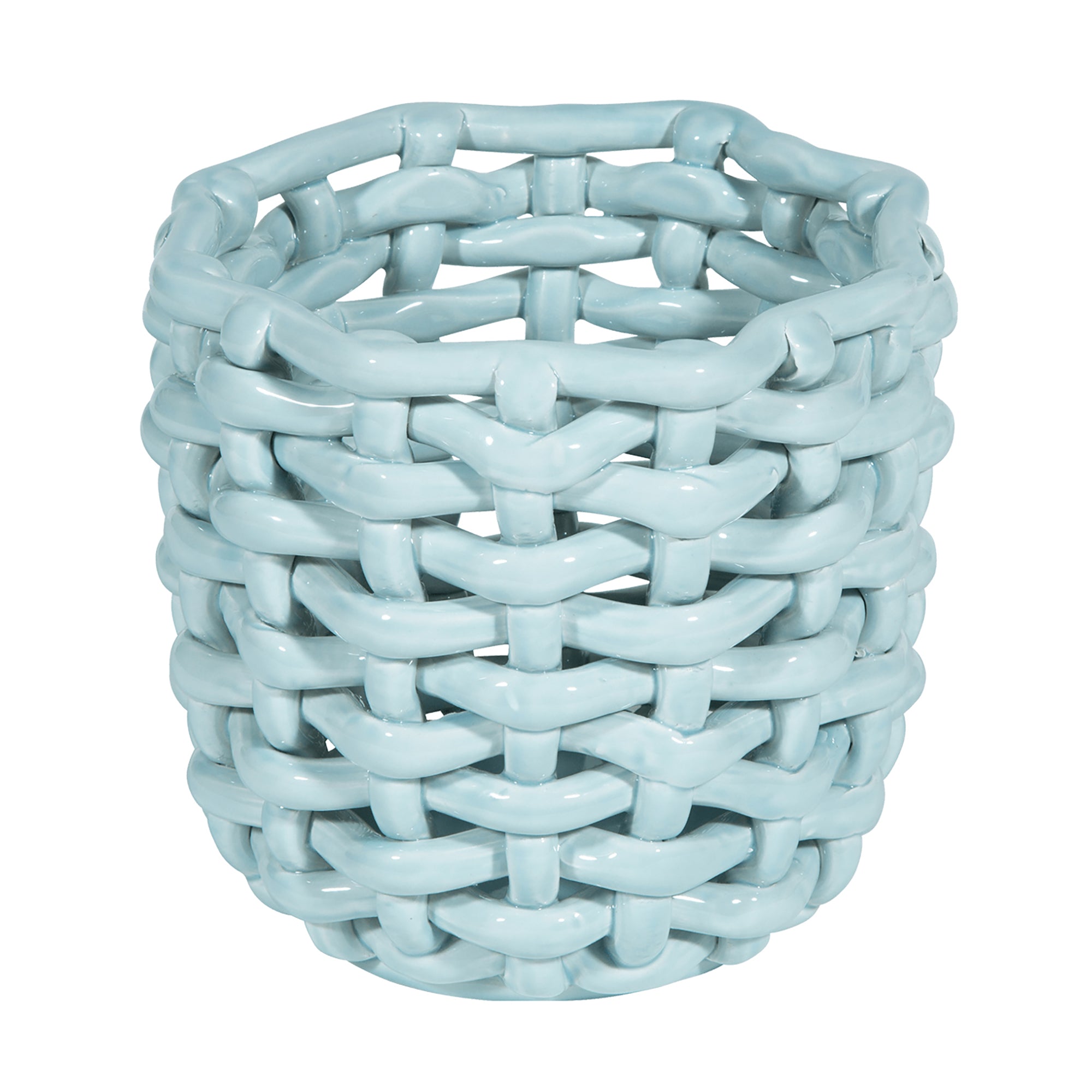 Sky Blue Basketweave Planter