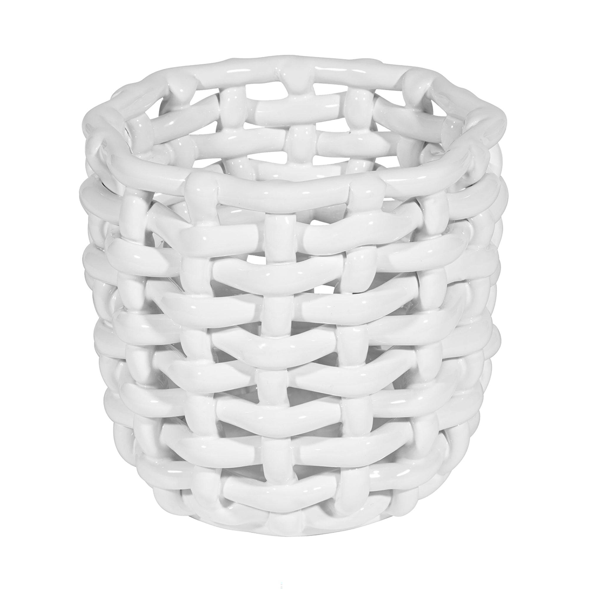 White Basketweave Planter