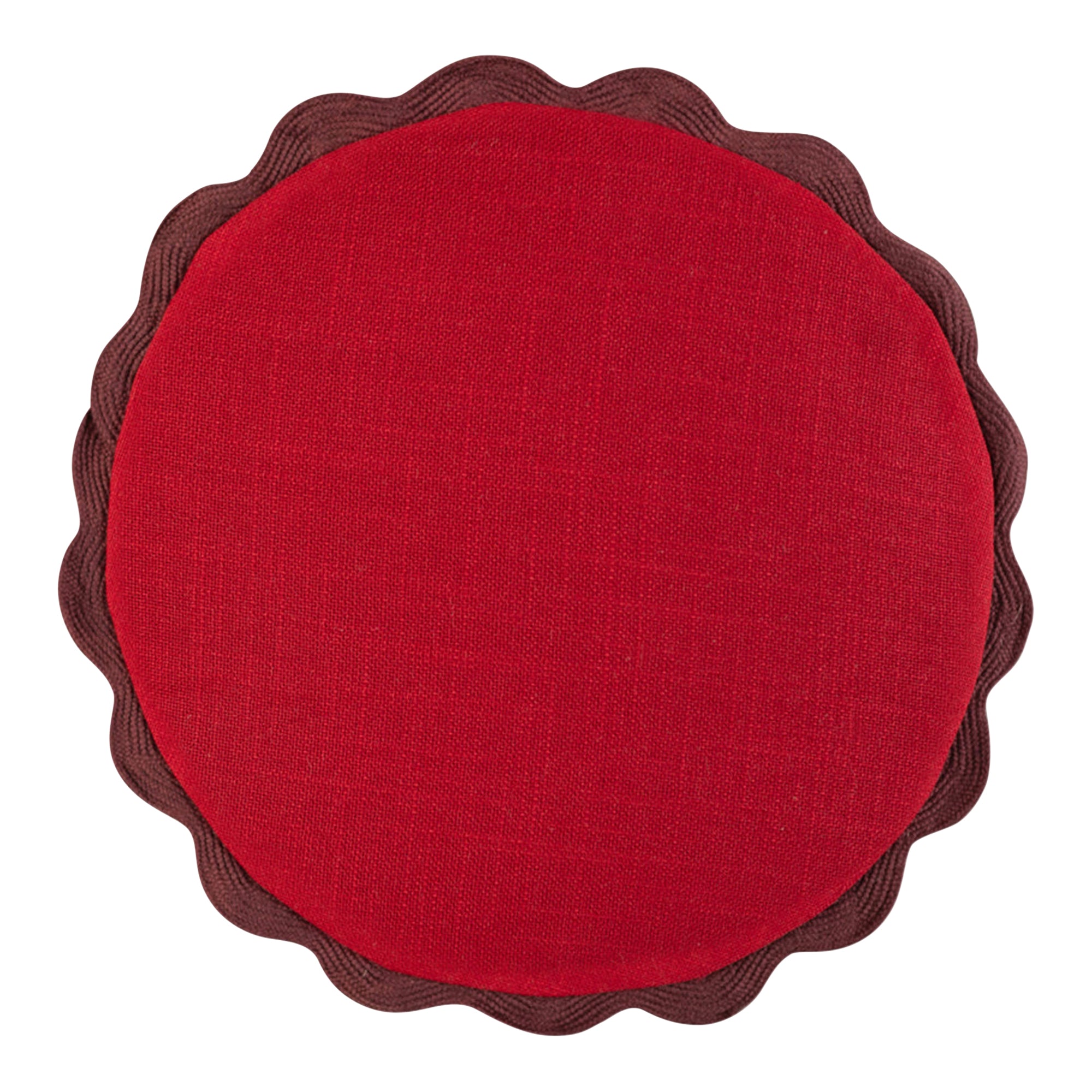 Crimson Round Block Colour Cotton Cushion Cover