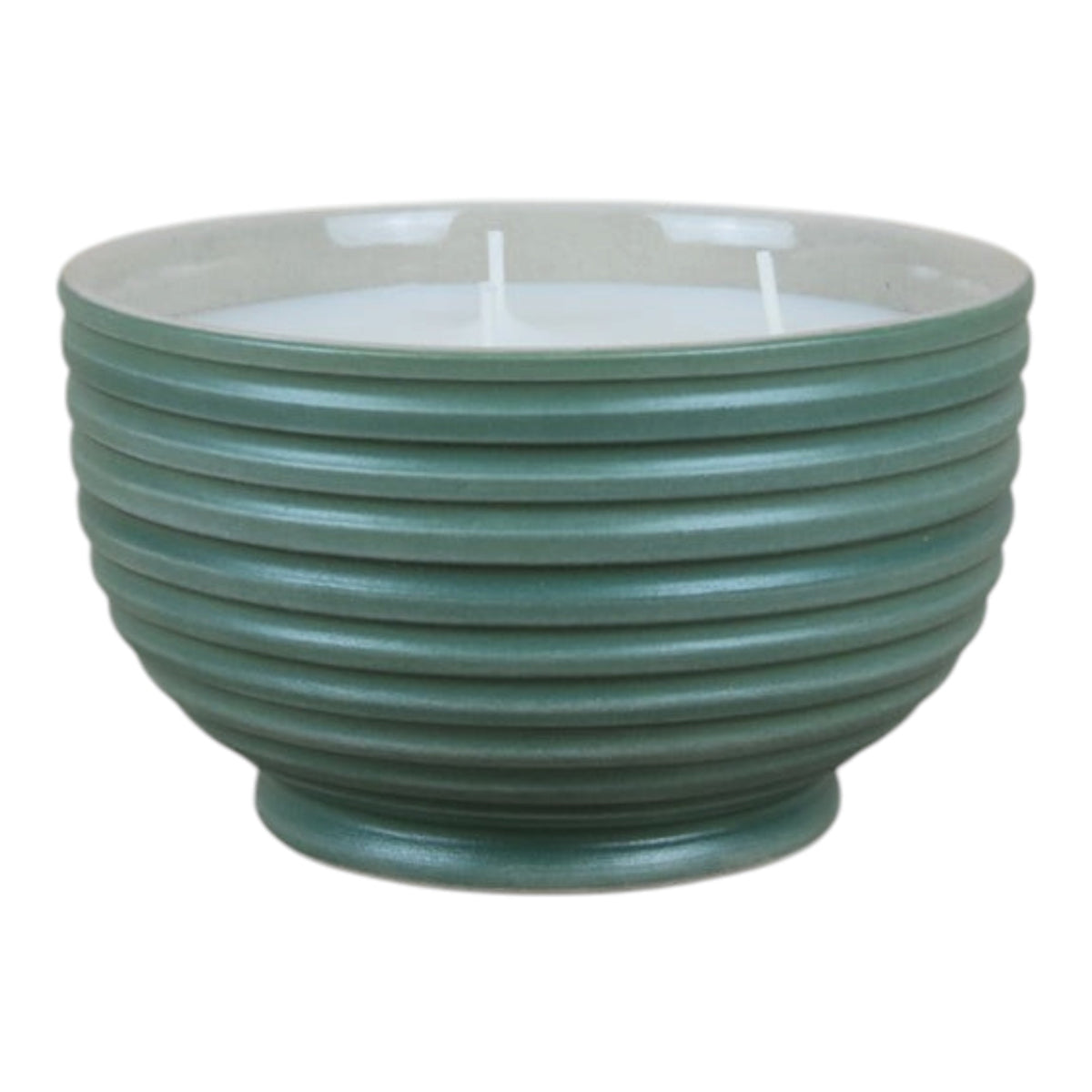 Green Ridged Large Candle Bowl