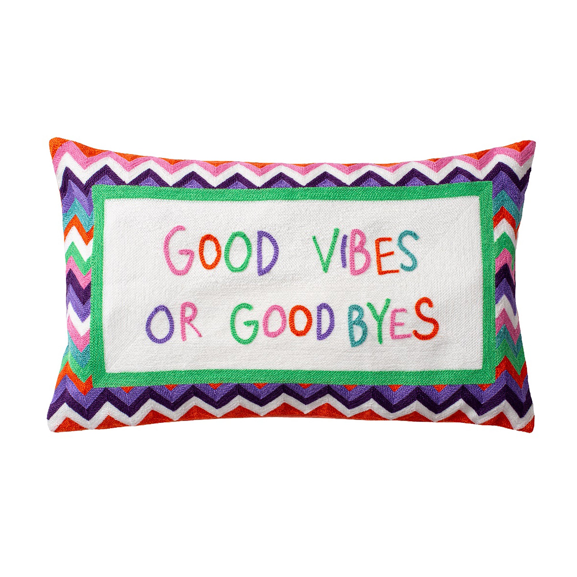 Good Vibes or Good Byes Needlepoint Pillow