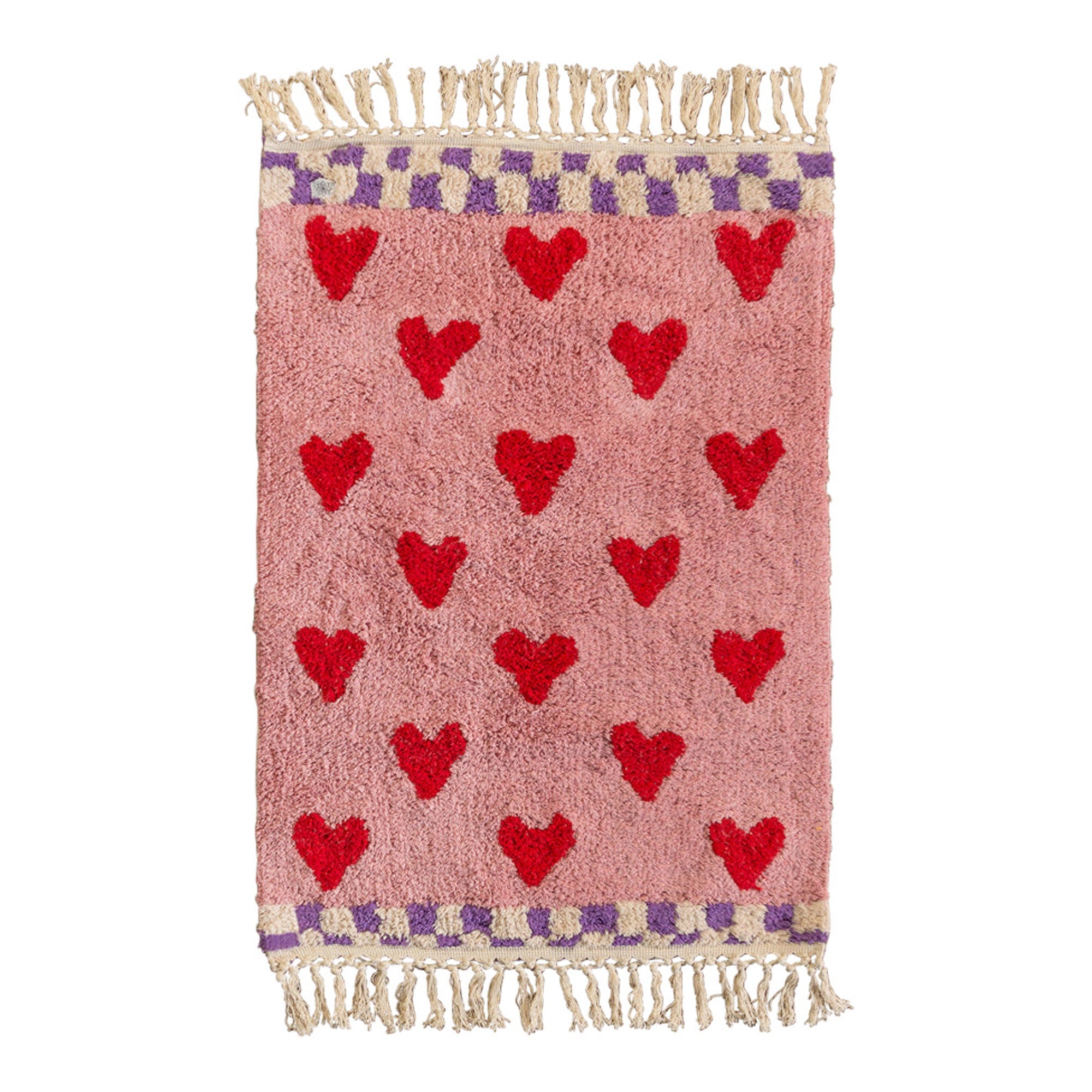 Agatha Pink & Red Heart Recycled Cotton Rug