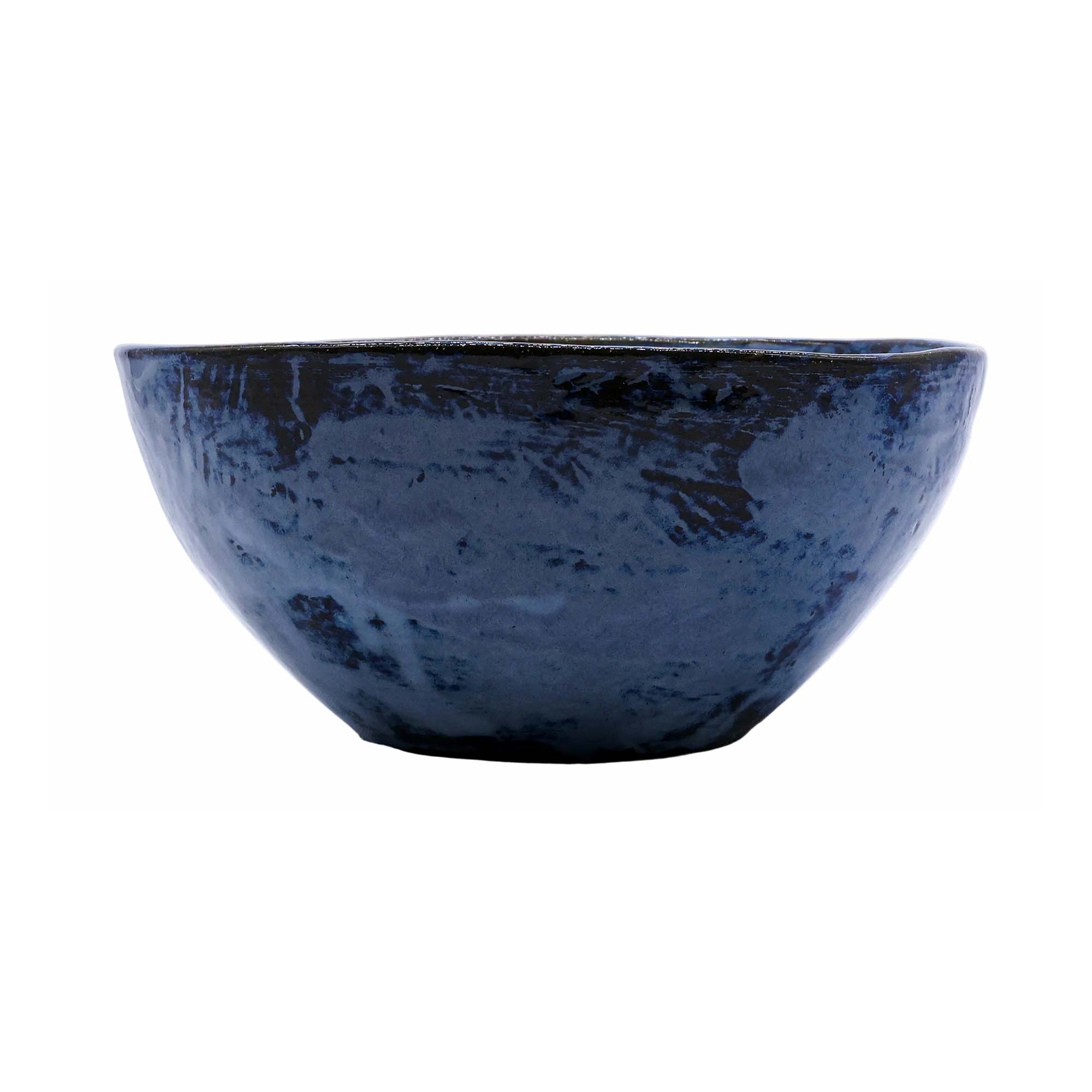 Small Smoked Grey Tidal Blue Wash Handmade Ceramic Stoneware Dinner Bowl
