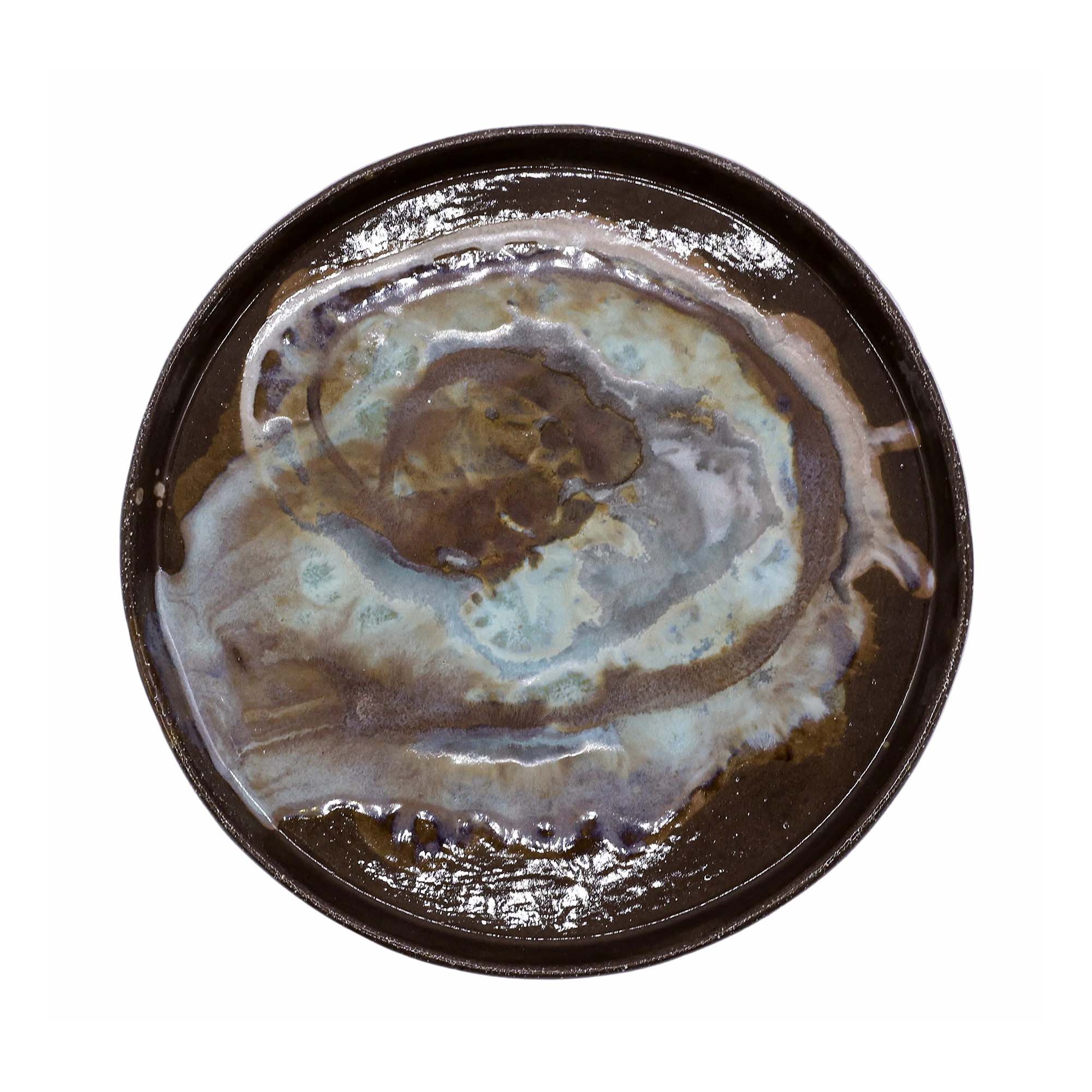 23 cm Tidepool Smoked Grey Large Stoneware Handmade Ceramic Dinner Plate