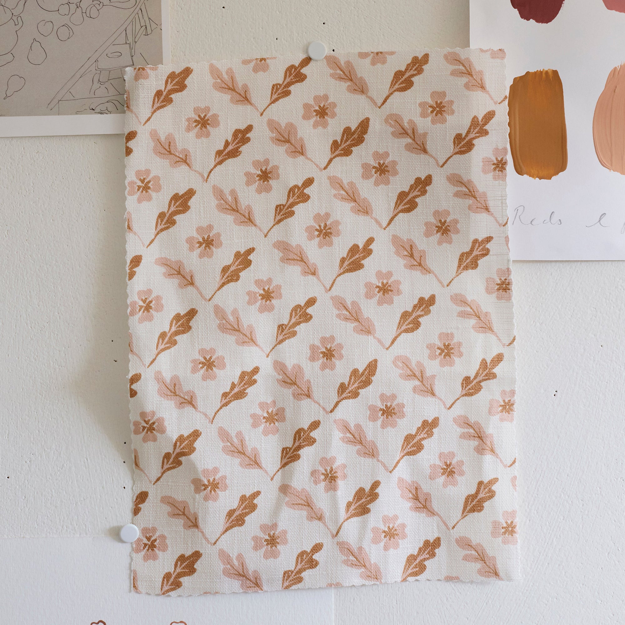 Oxalis Oak Linen Fabric | Toffee