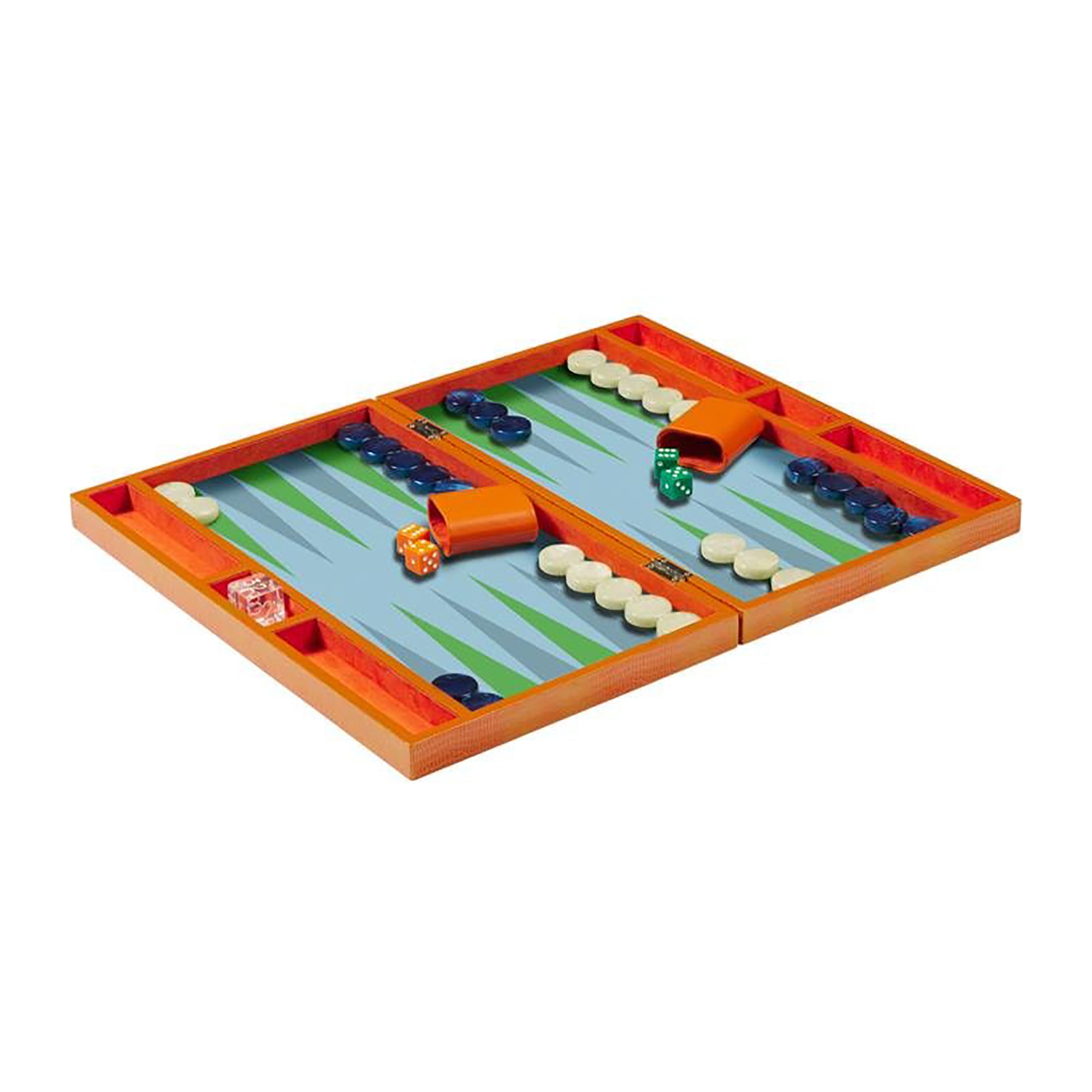 Orange Croc Lacquer Backgammon Set