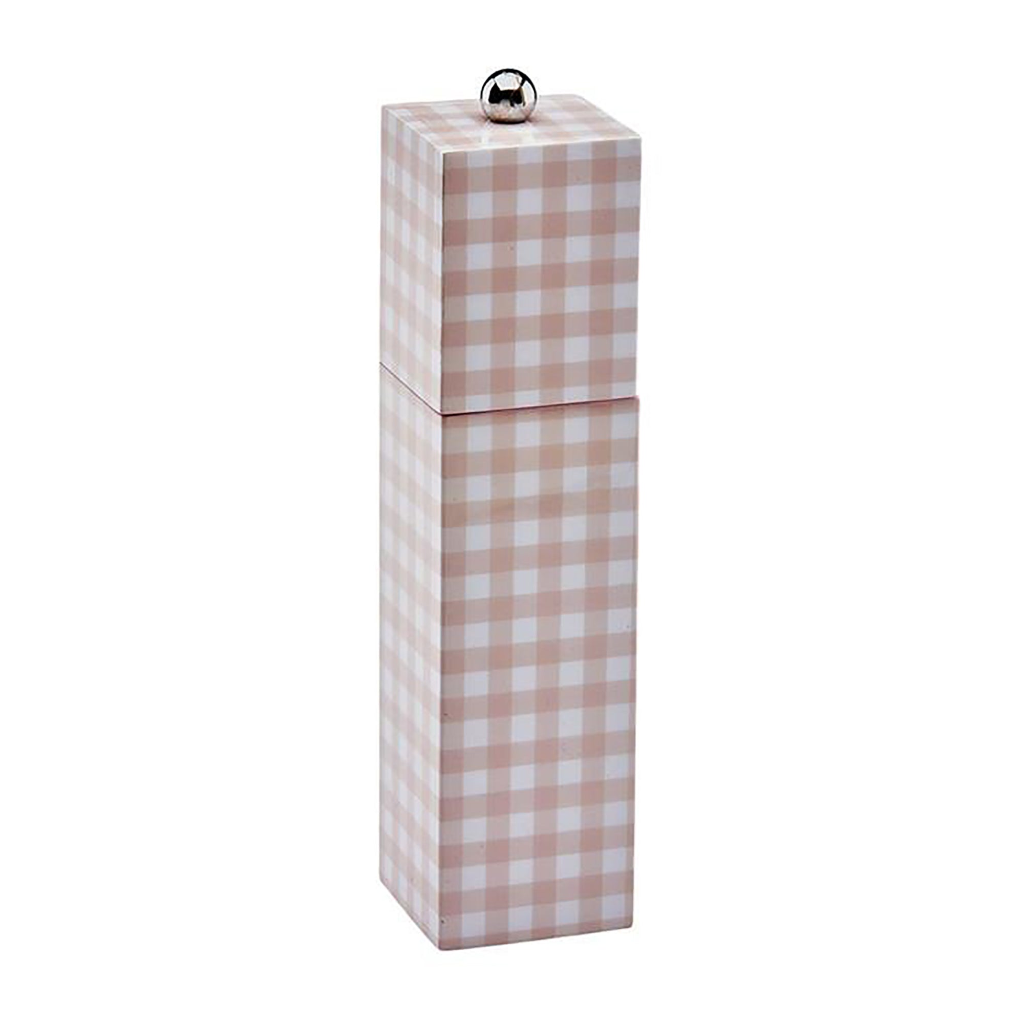 Pink Gingham Square Pillar Salt or Pepper Mill