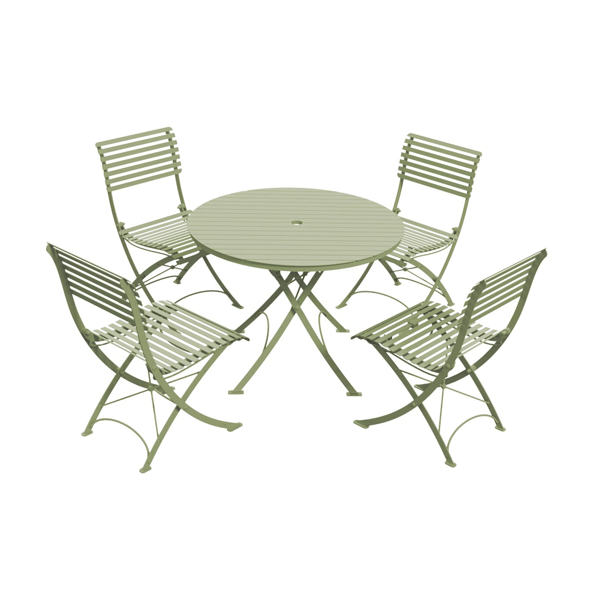Darsham 1m Round Table & 4 Chairs Type B Lichen Green