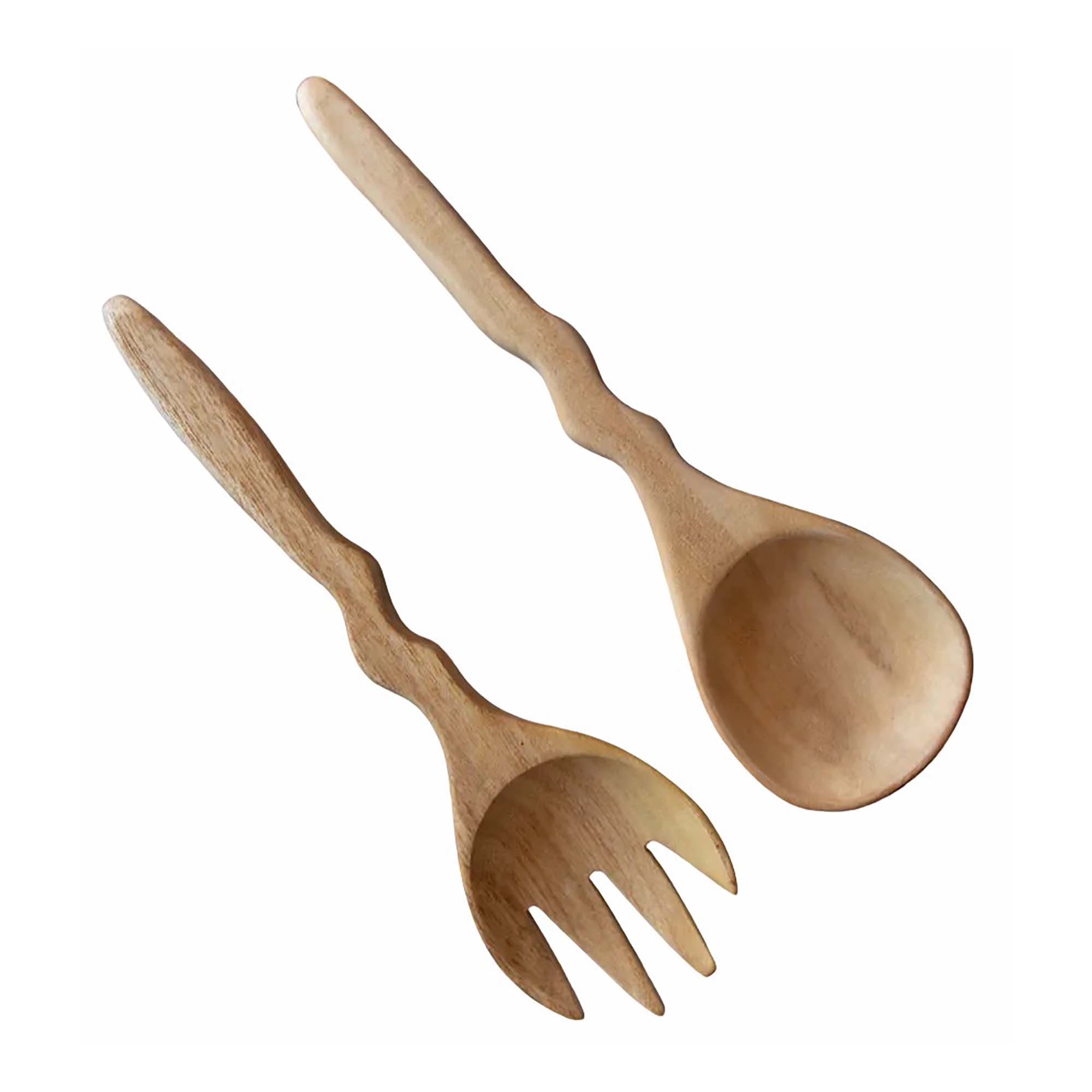Indian Wave Wooden Salad Servers