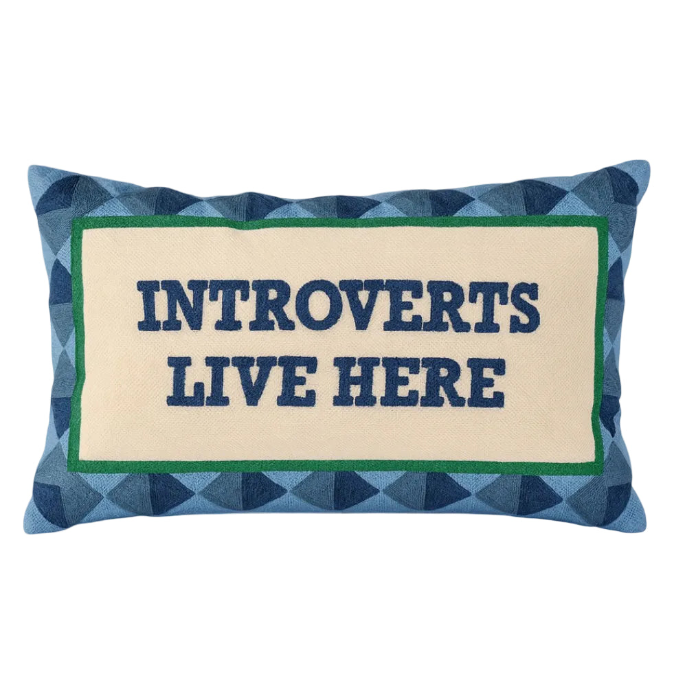 Funny Needlepoint Pillow – Introverts Live Here