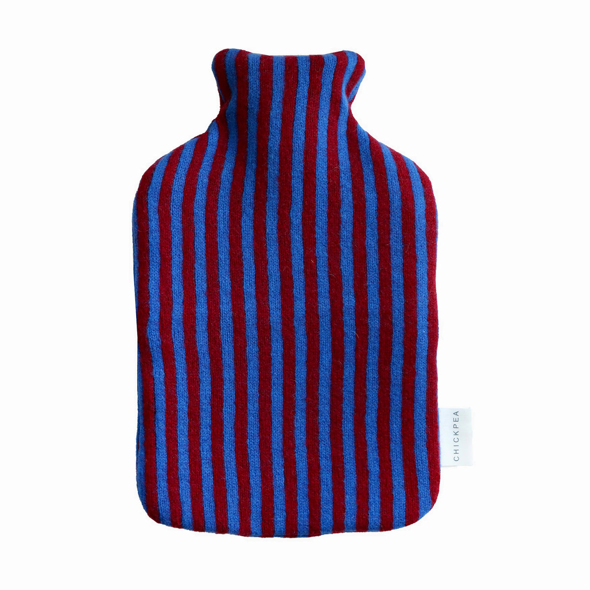 Bright Blue and Burgundy Bold Stripe Hot Water Bottle