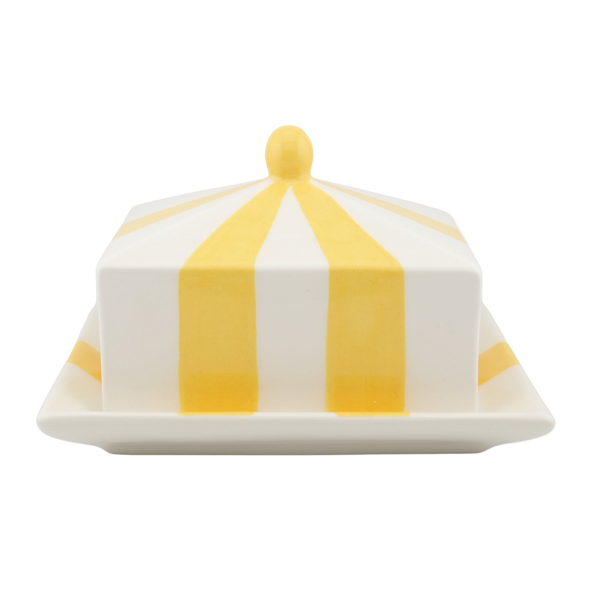 Circus Stripe Butter Dish - Yellow