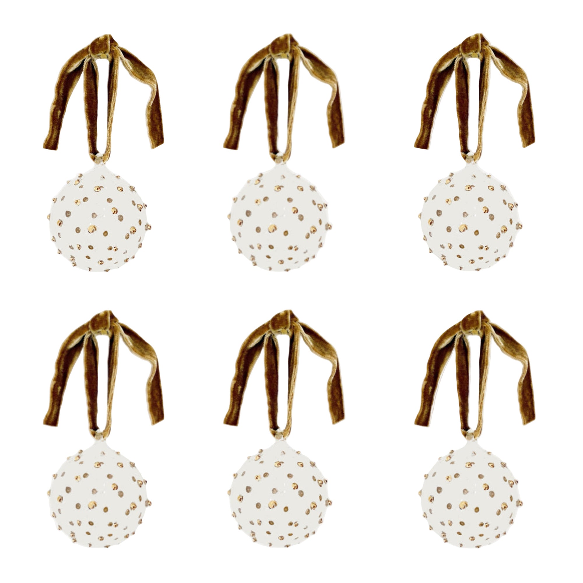 Box of Six Pom Glass Baubles | Gold