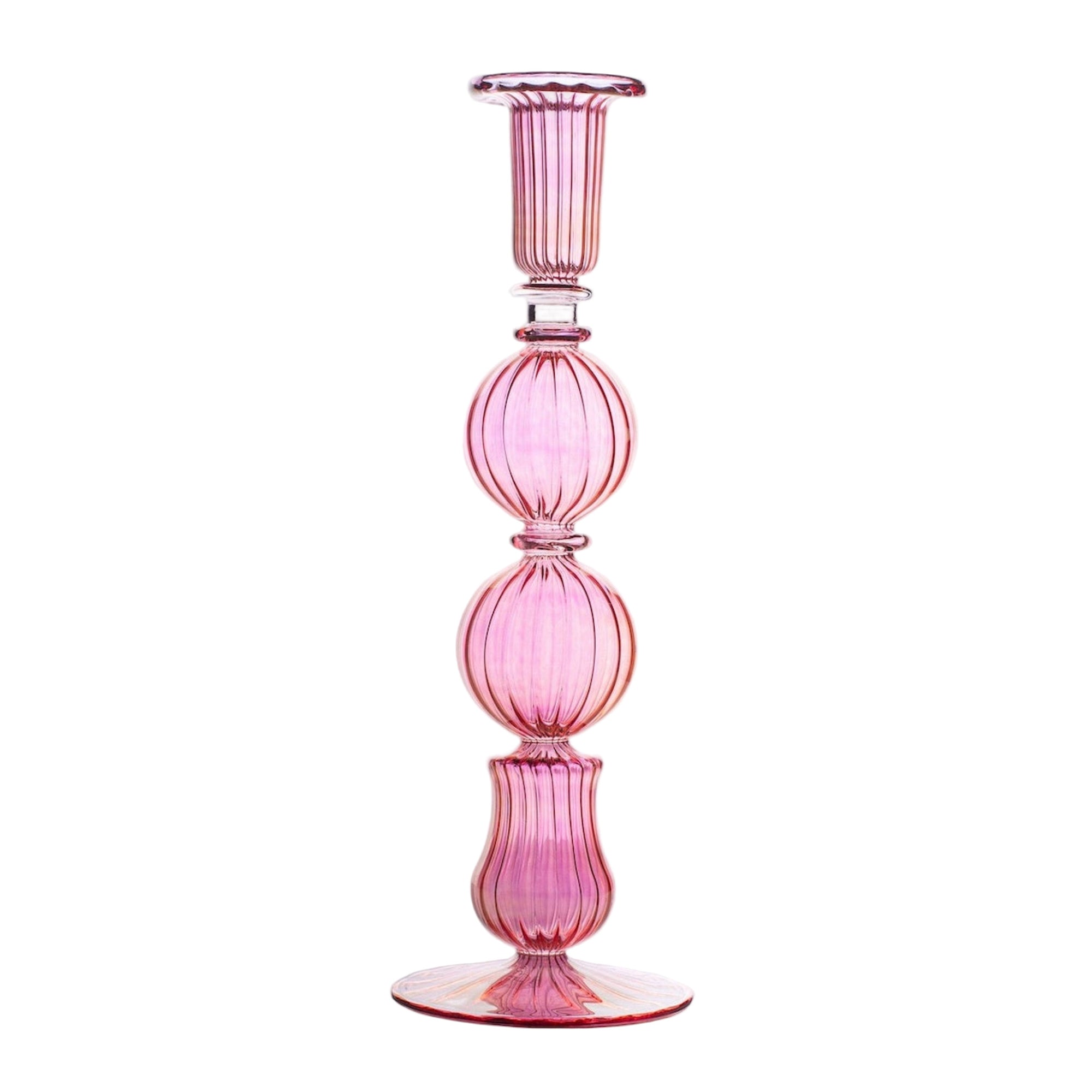 Ombo Glass Candlestick - Pink