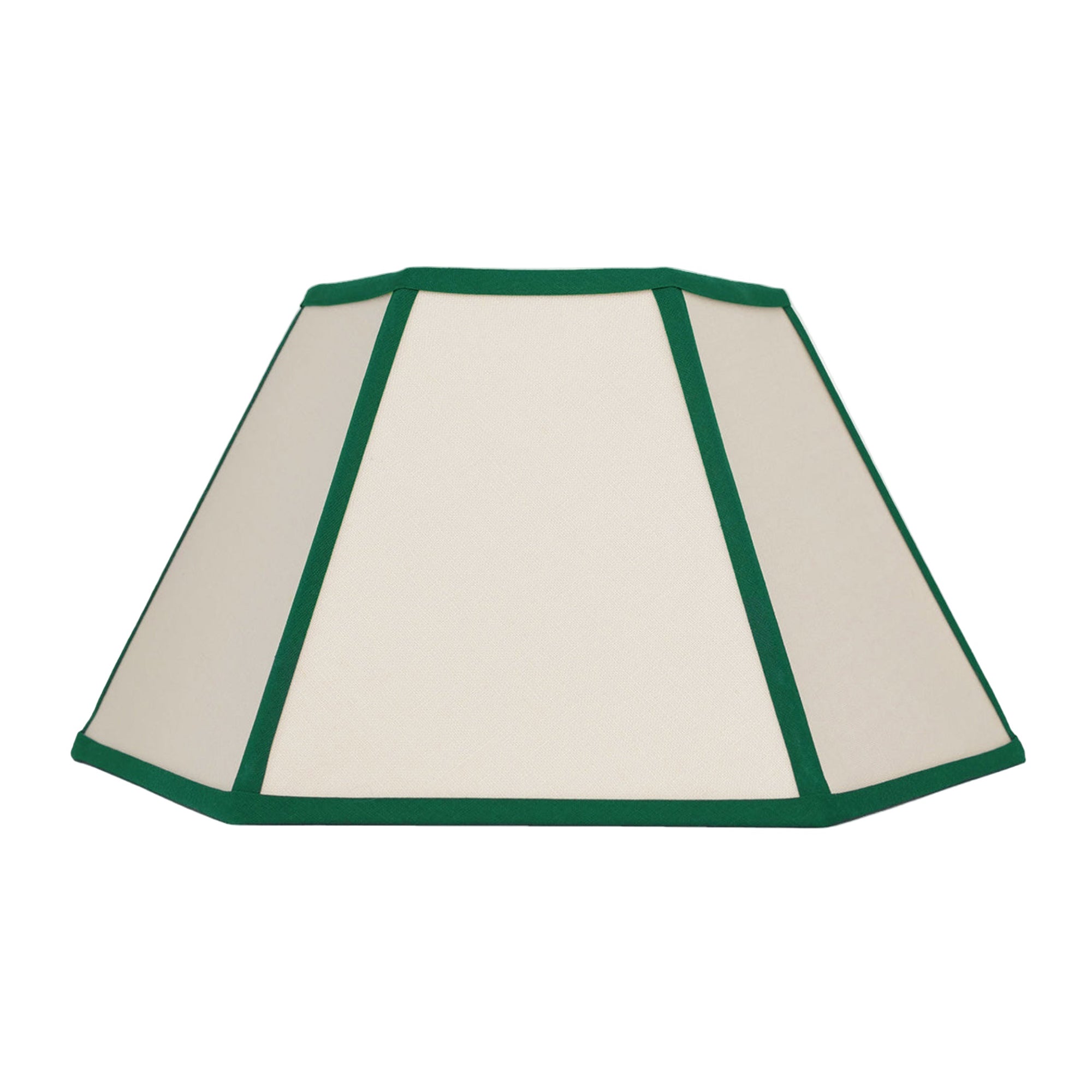 Green Trim Hexagon Linen Lampshade | Medium