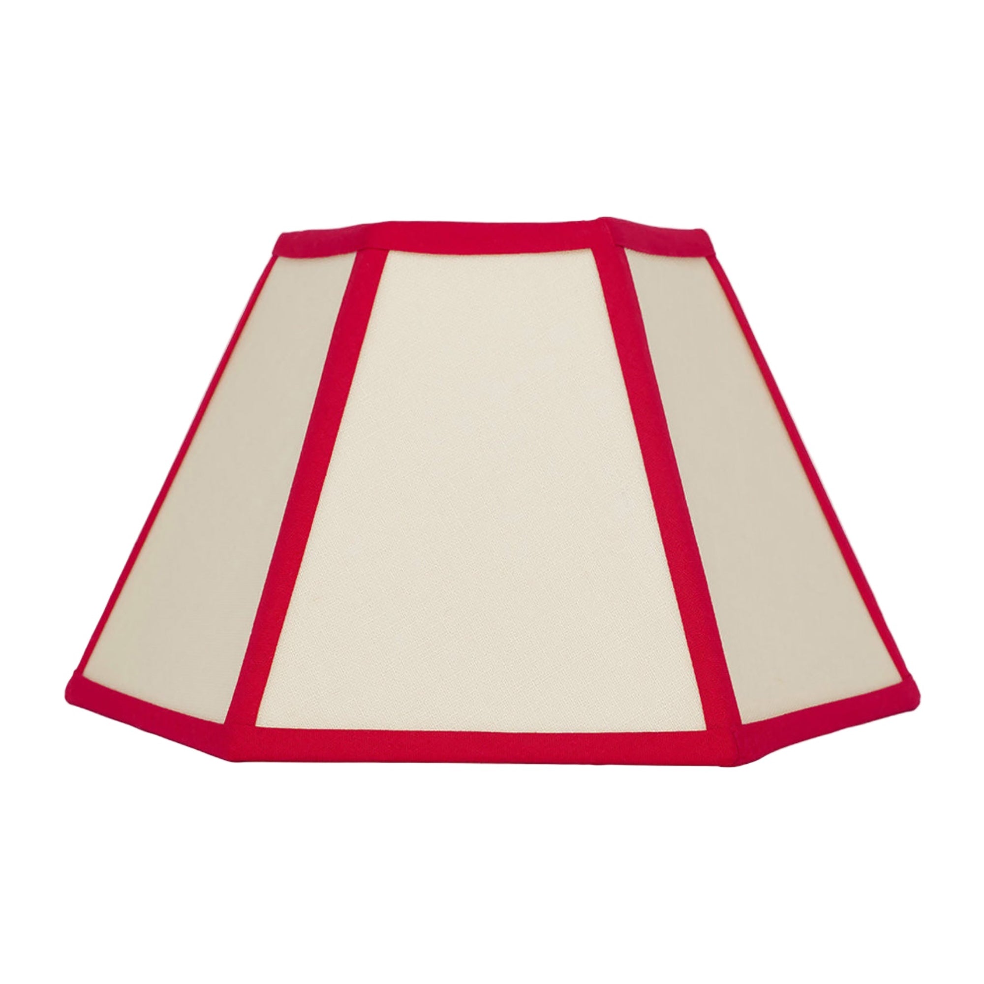 Red Trim Hexagon Linen Lampshade | Small