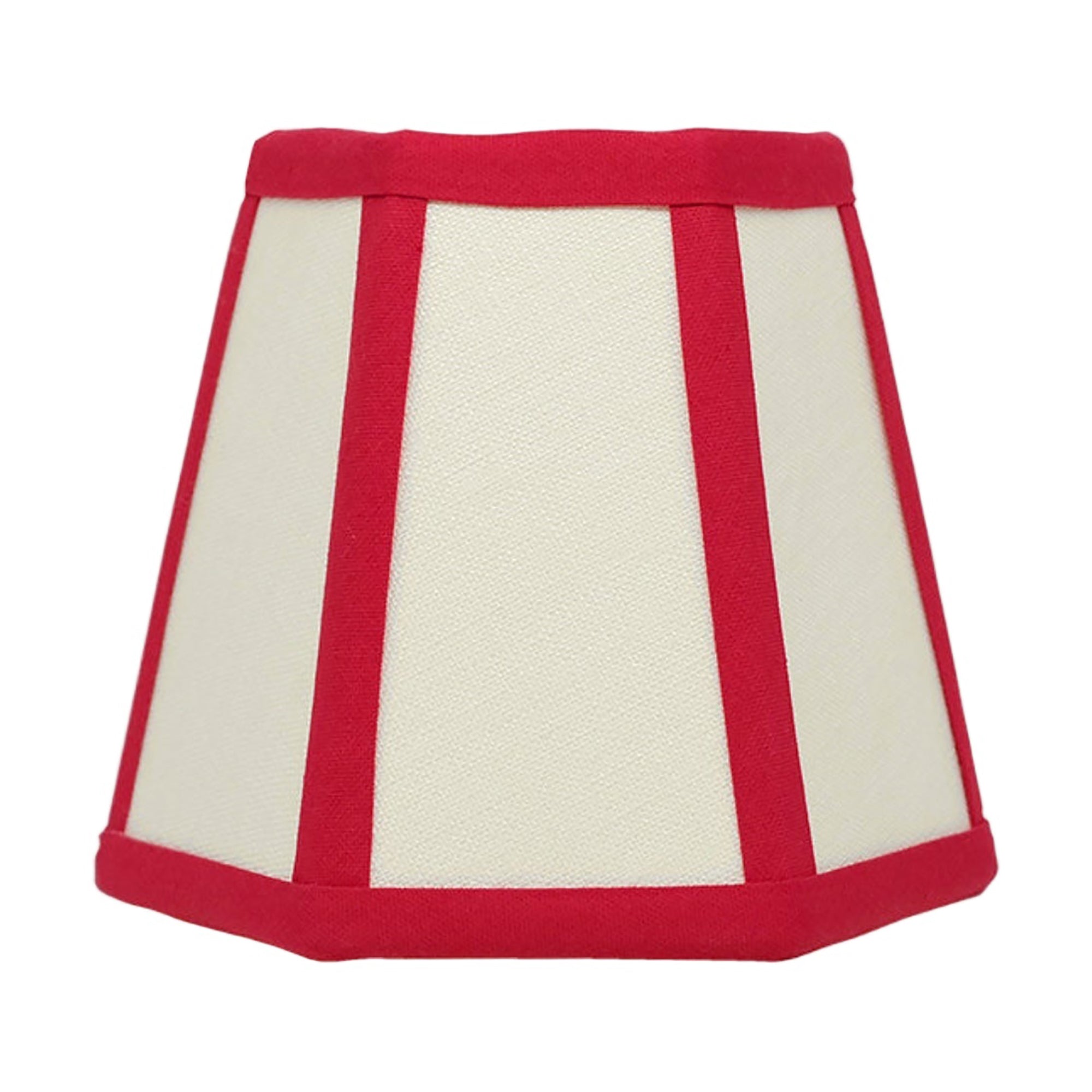 Red Trim Hexagon Linen Lampshade | Candle Shade