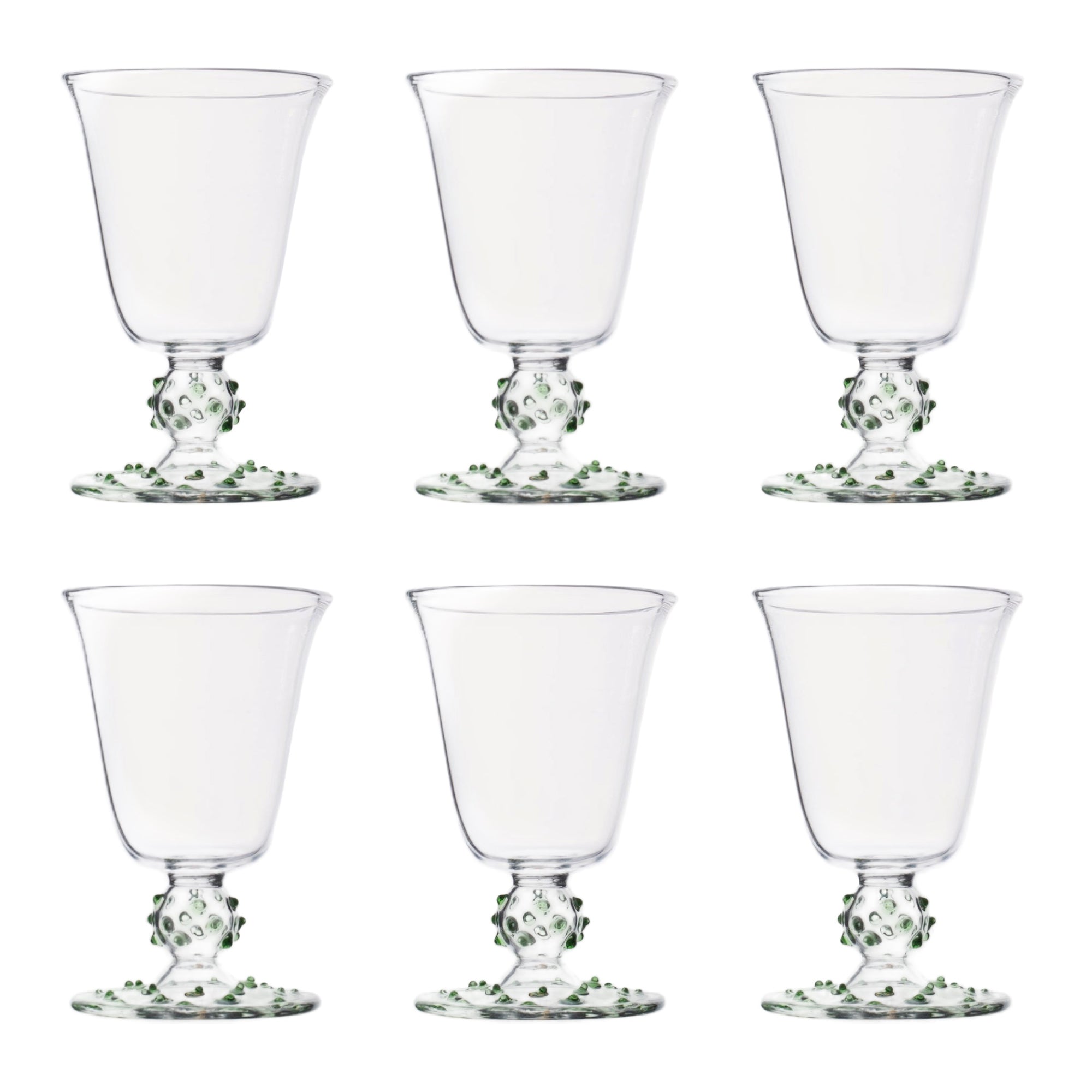 Green Pom Wine Glass - Set of Six