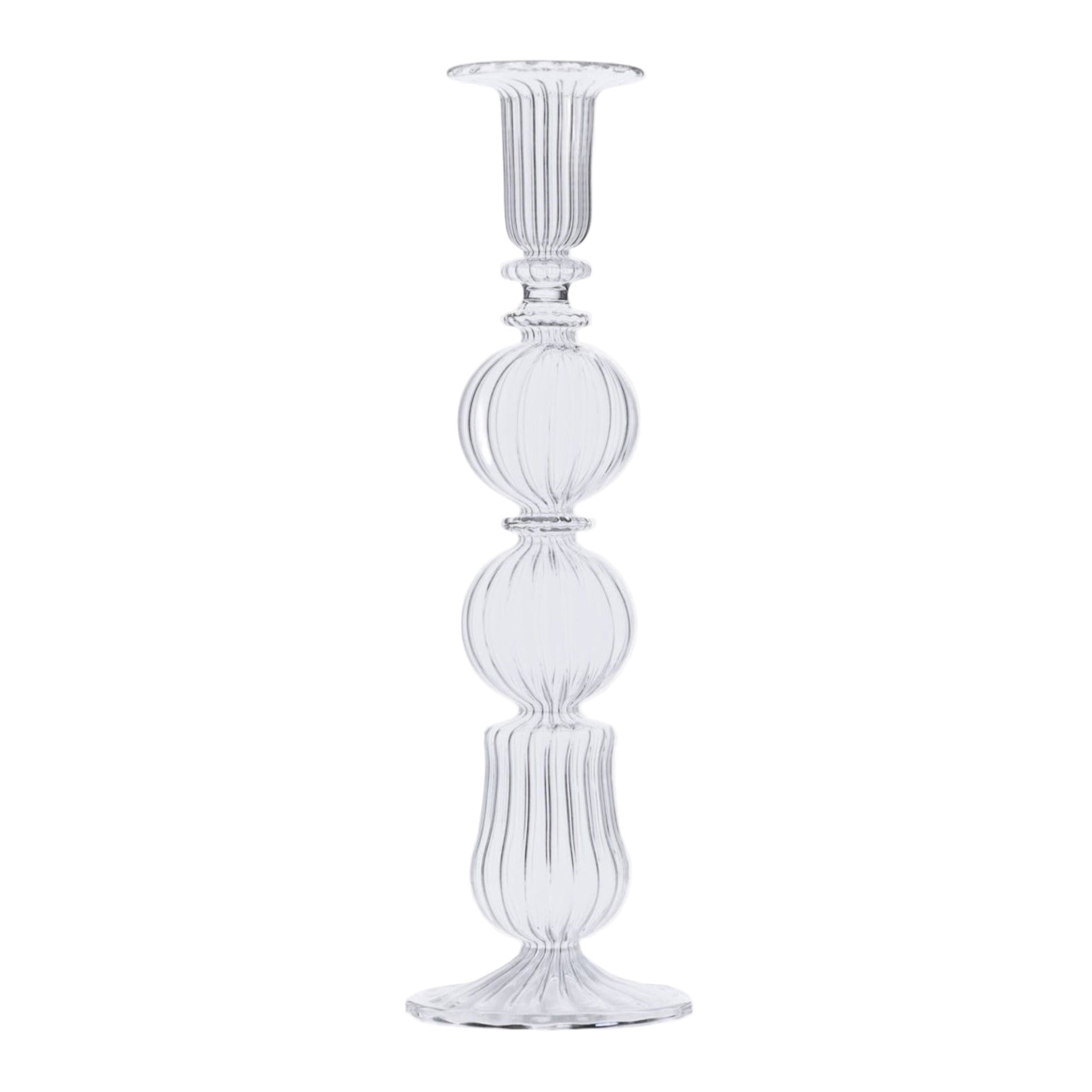 Ombo Glass Candlestick - Clear