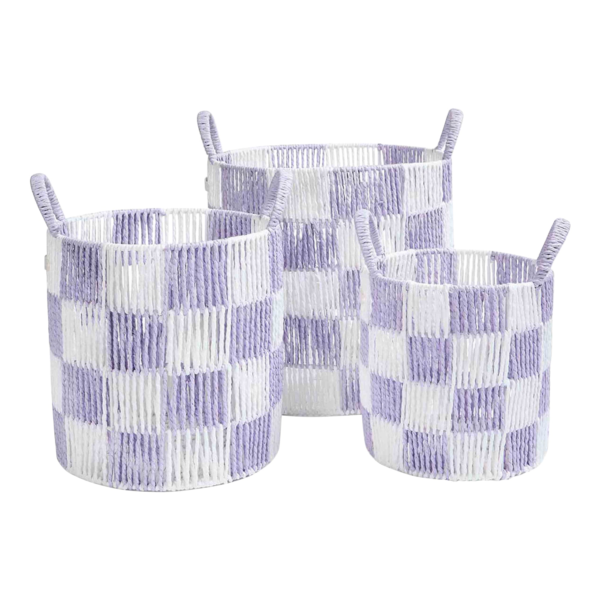 Checkerboard Storage Basket Set of 3 - Lilac