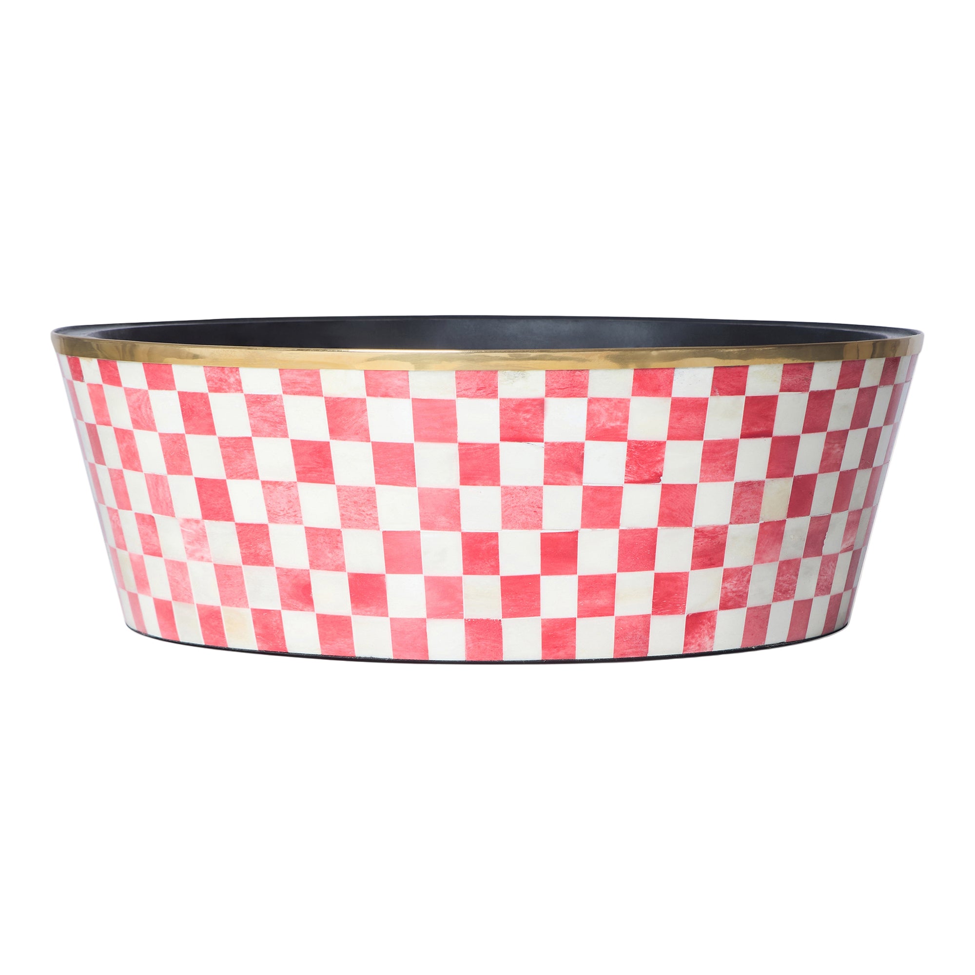 Round Inlay Planter | Large | Red | Chequered
