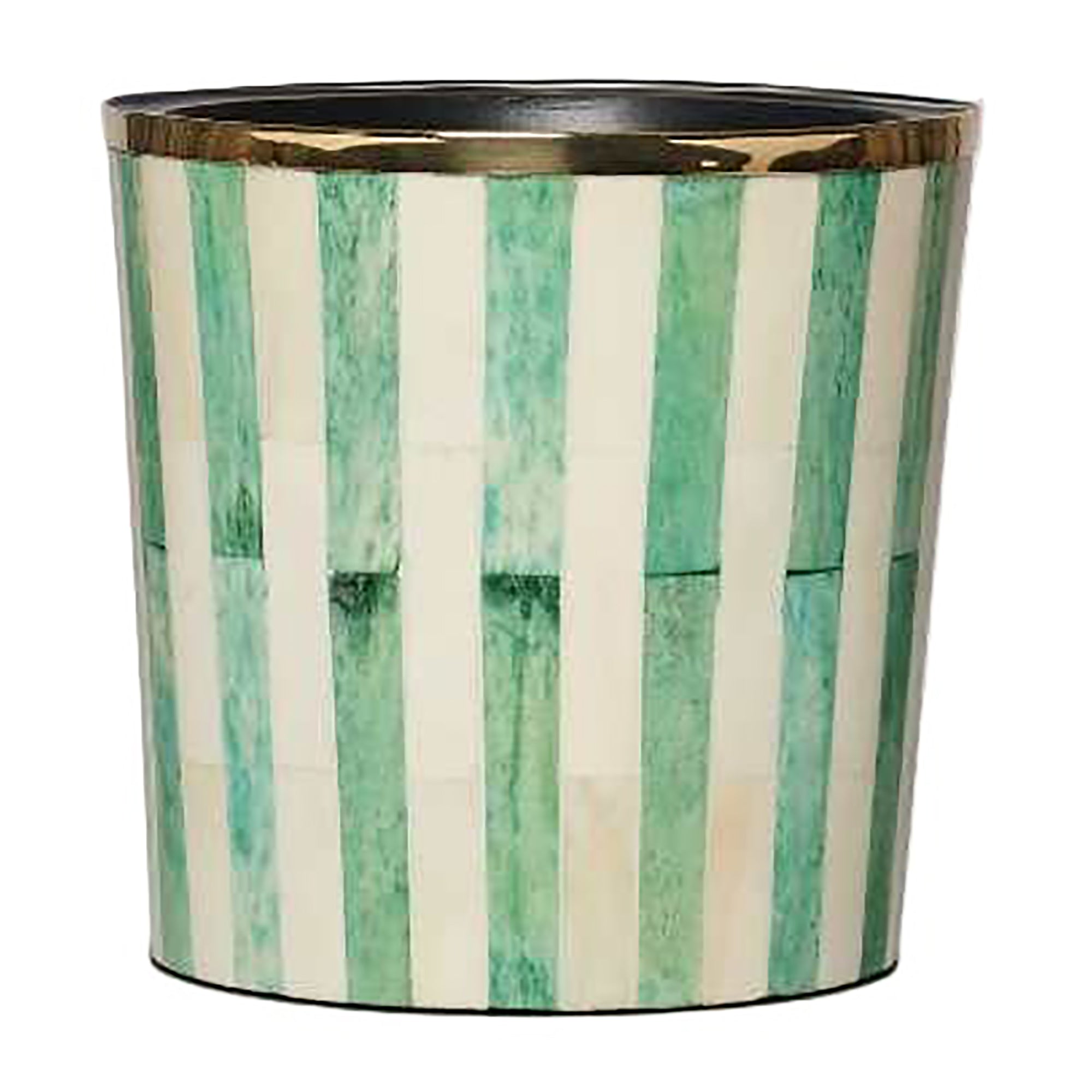 Round Inlay Planter | Medium | Green | Striped