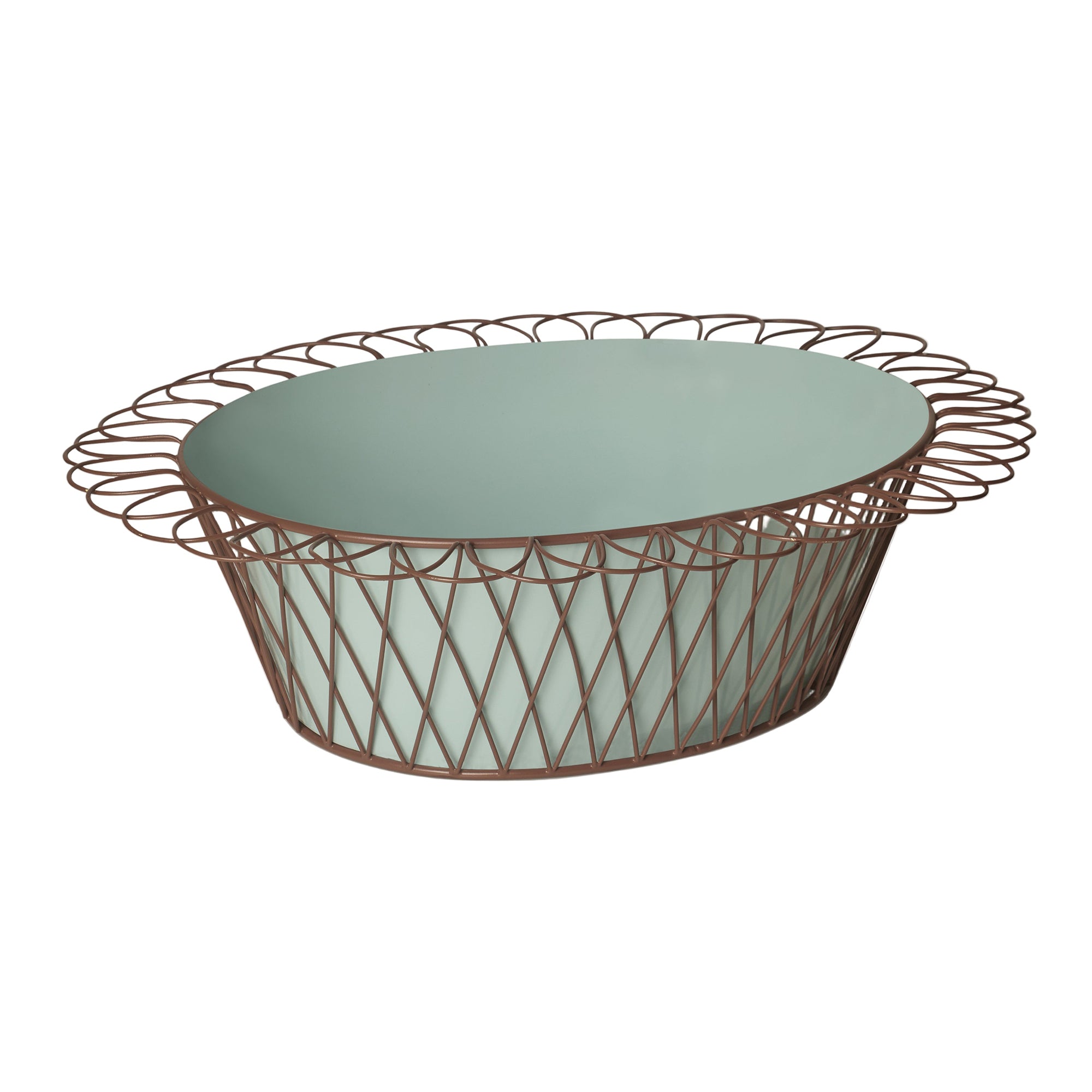 Wire Basket Planter | Powder Blue & Chocolate