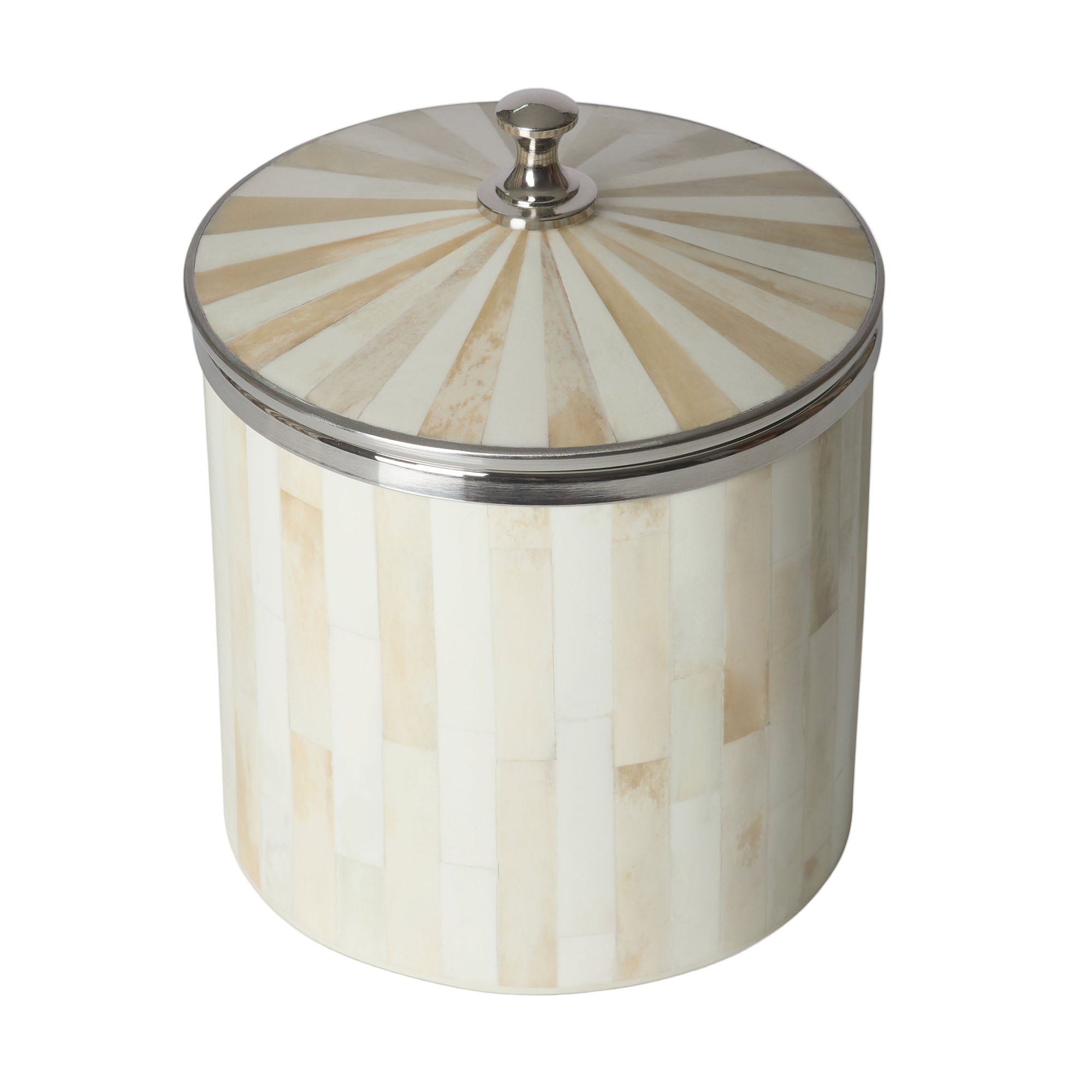 Bone Inlay Ice Bucket | Beige & White | Striped
