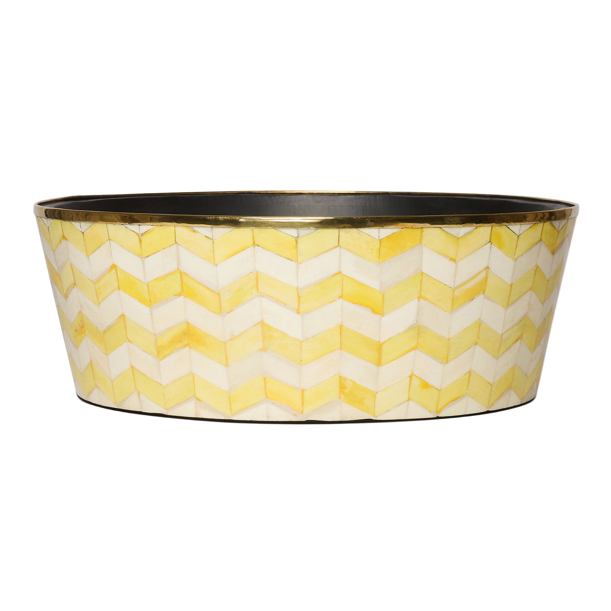 Round Inlay Planter | Large | Yellow | Chevron