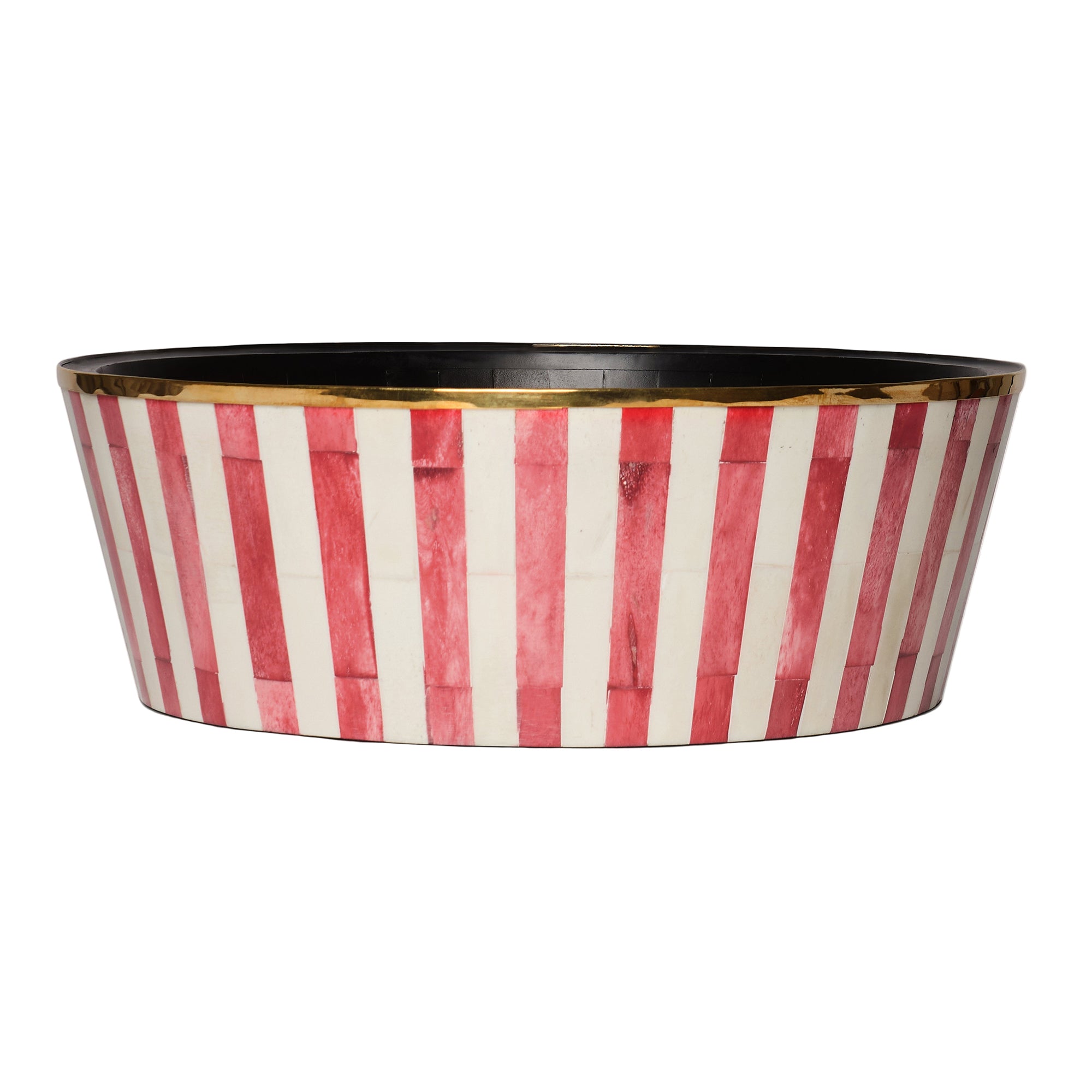 Round Inlay Planter | Large | Red | Striped