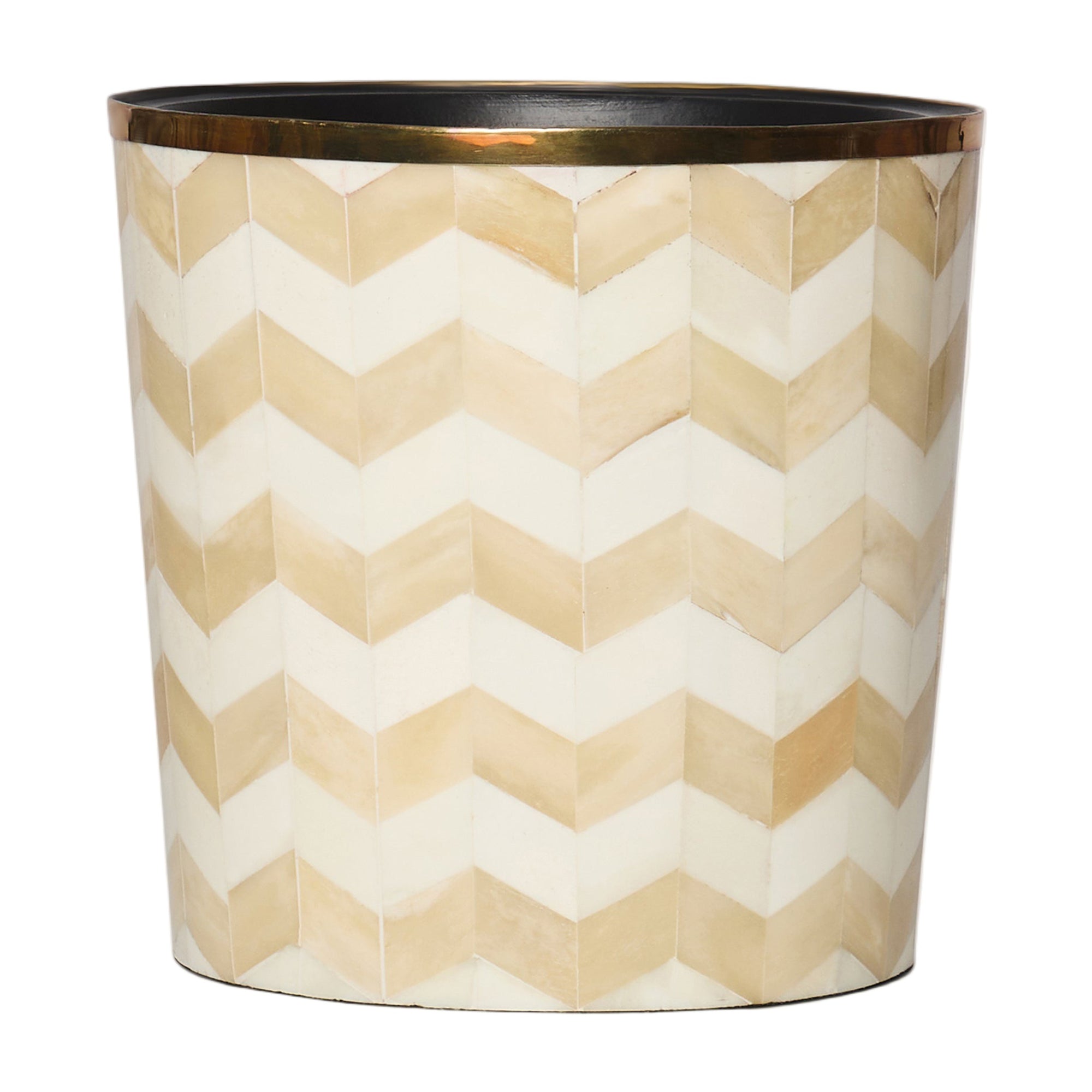 Round Inlay Planter | Medium | Beige | Chevron