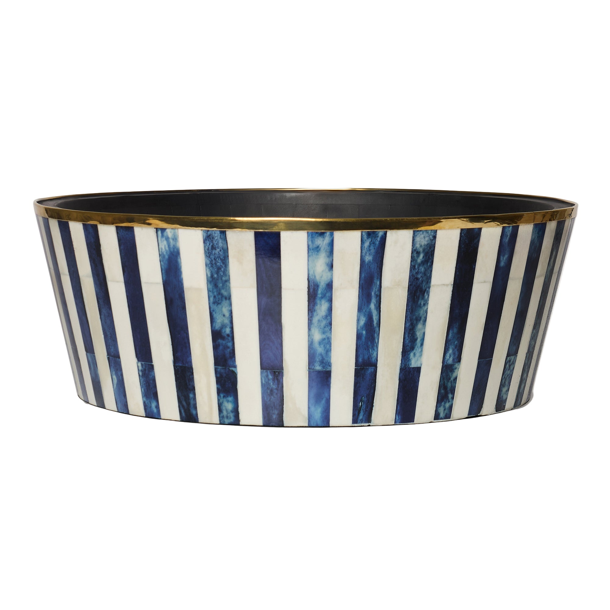 Round Inlay Planter | Large | Blue | Striped