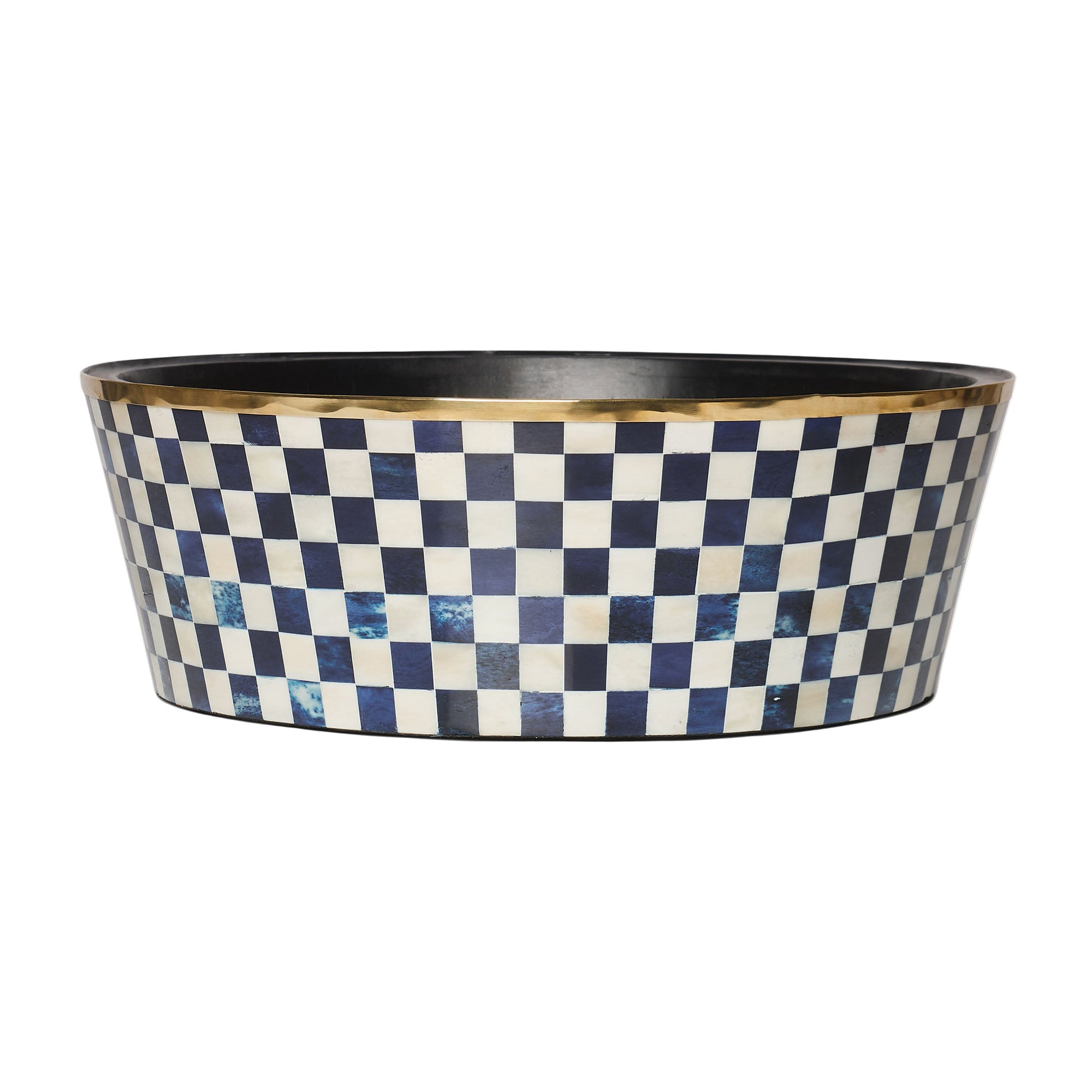 Round Inlay Planter | Large | Blue | Chequered