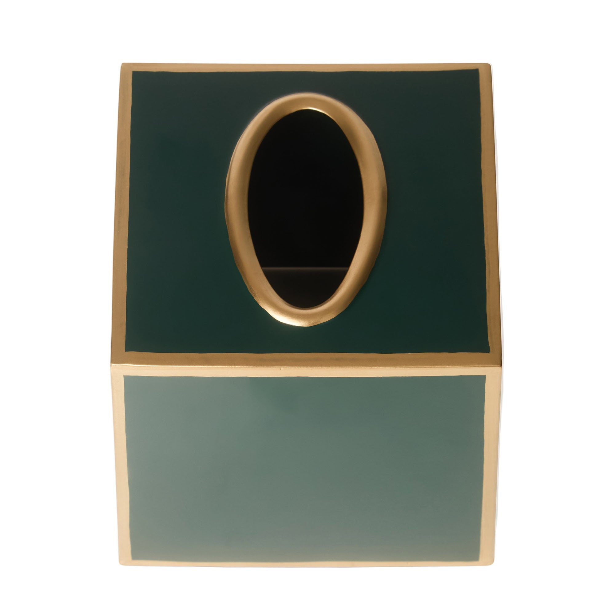 Tissue Box Cover | Forest Green & Gold