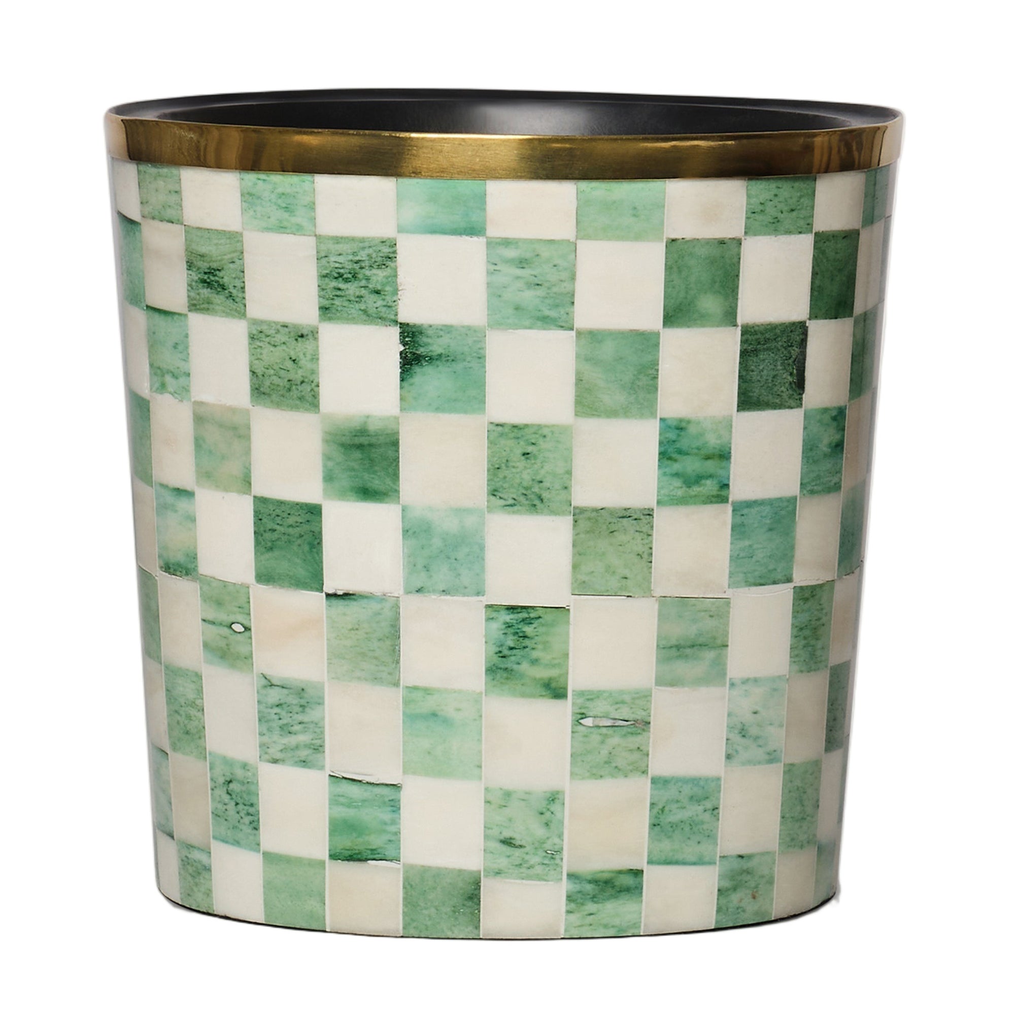Round Inlay Planter | Medium | Green | Chequered