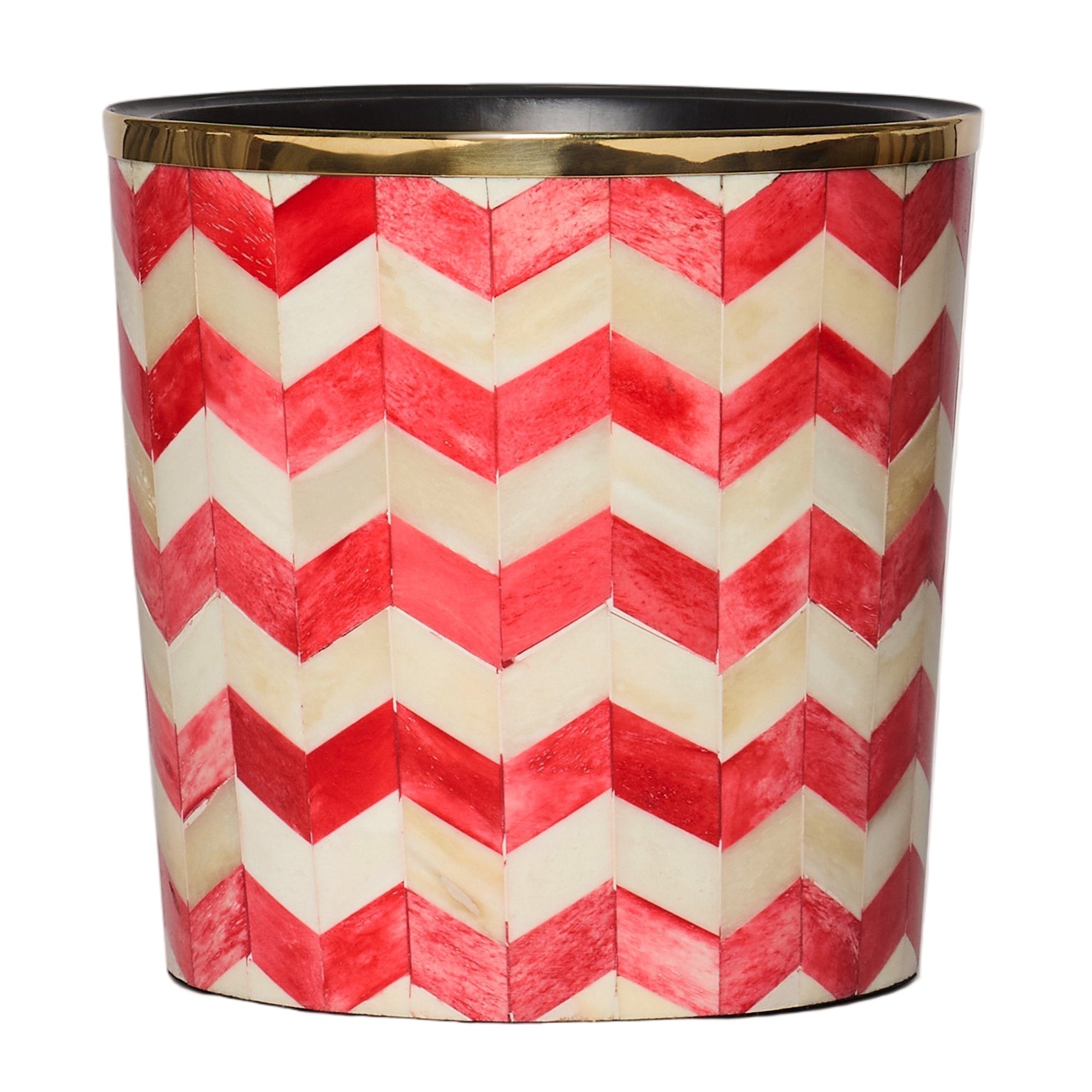 Round Inlay Planter | Medium | Red | Chevron