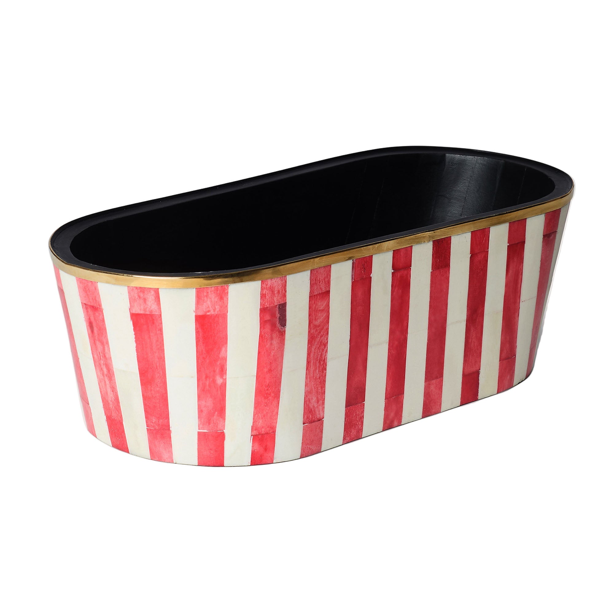 Oblong Inlay Planter | Large | Red | Striped