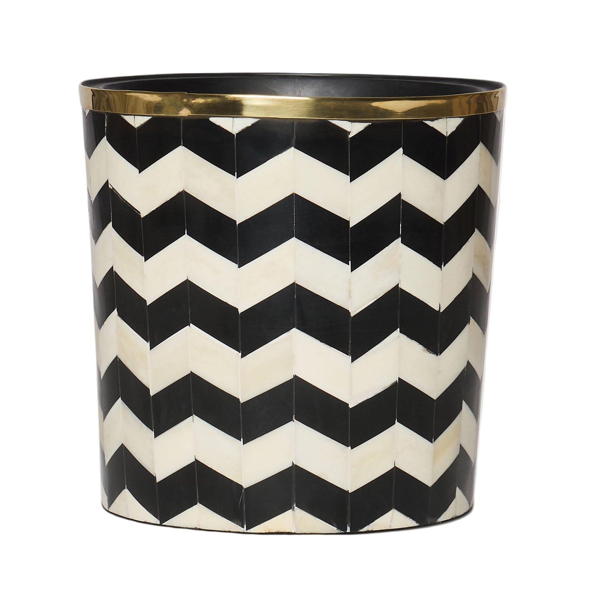 Round Inlay Planter | Medium | Black | Chevron