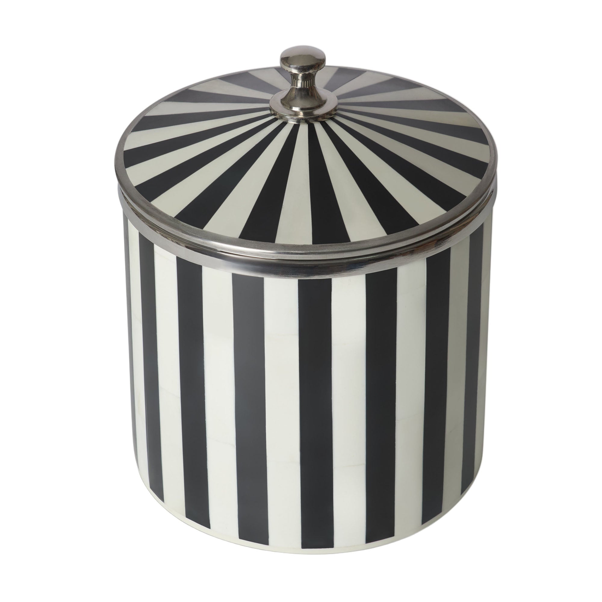 Bone Inlay Ice Bucket | Black & White | Striped