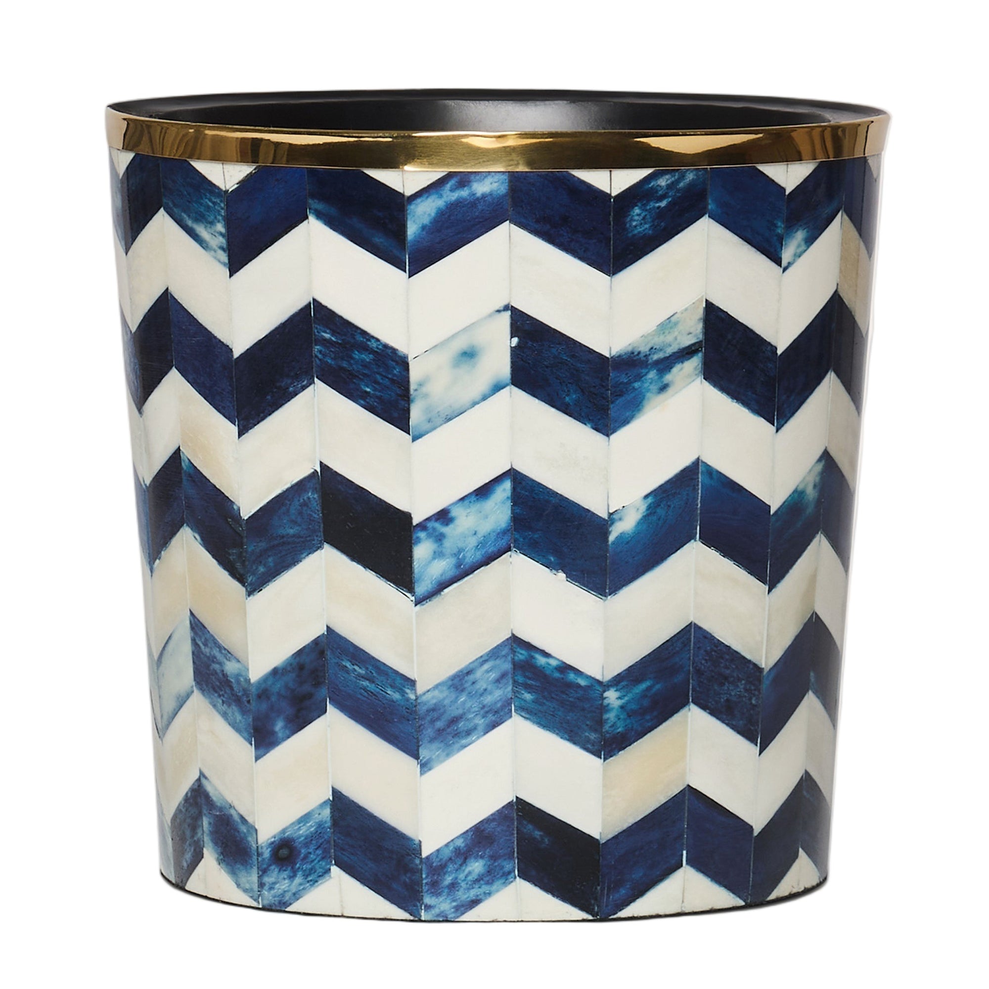 Round Inlay Planter | Medium | Blue | Chevron