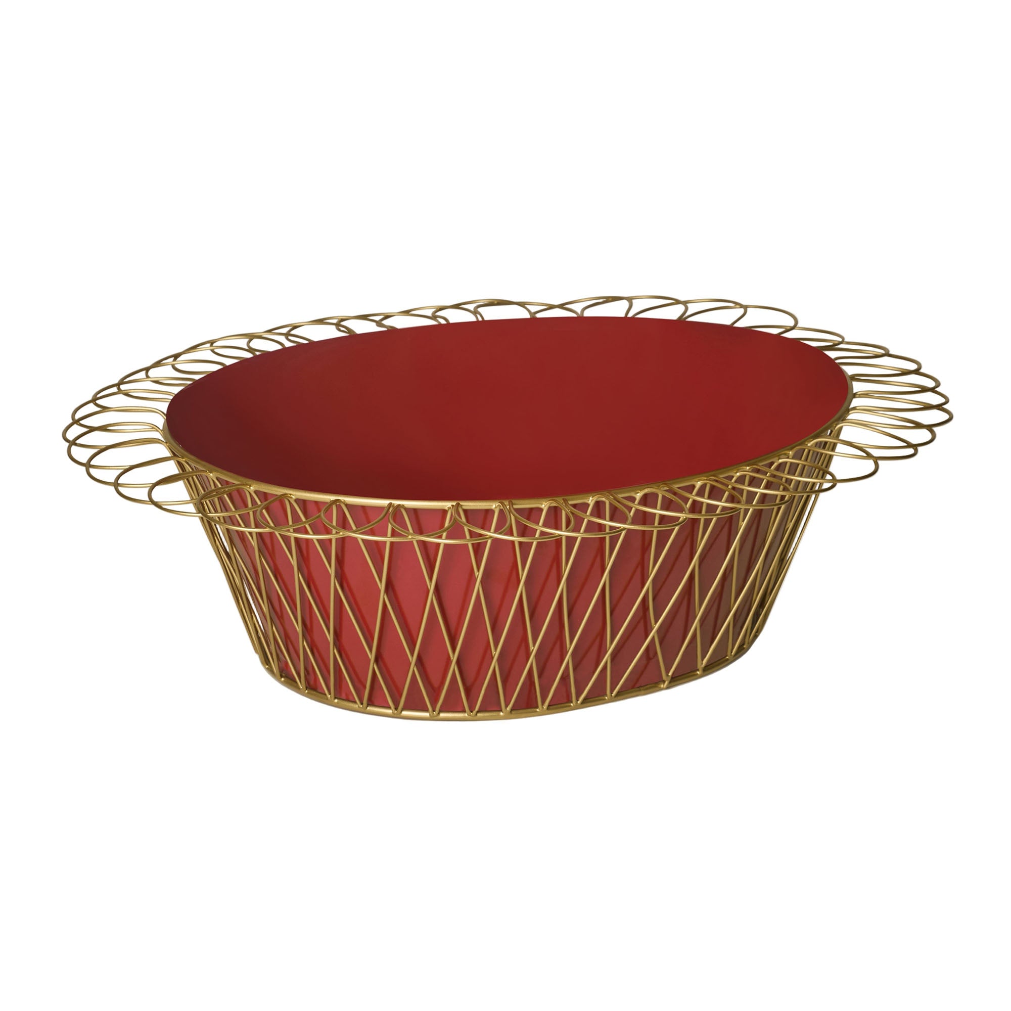 Wire Basket Planter | Cherry Red & Gold