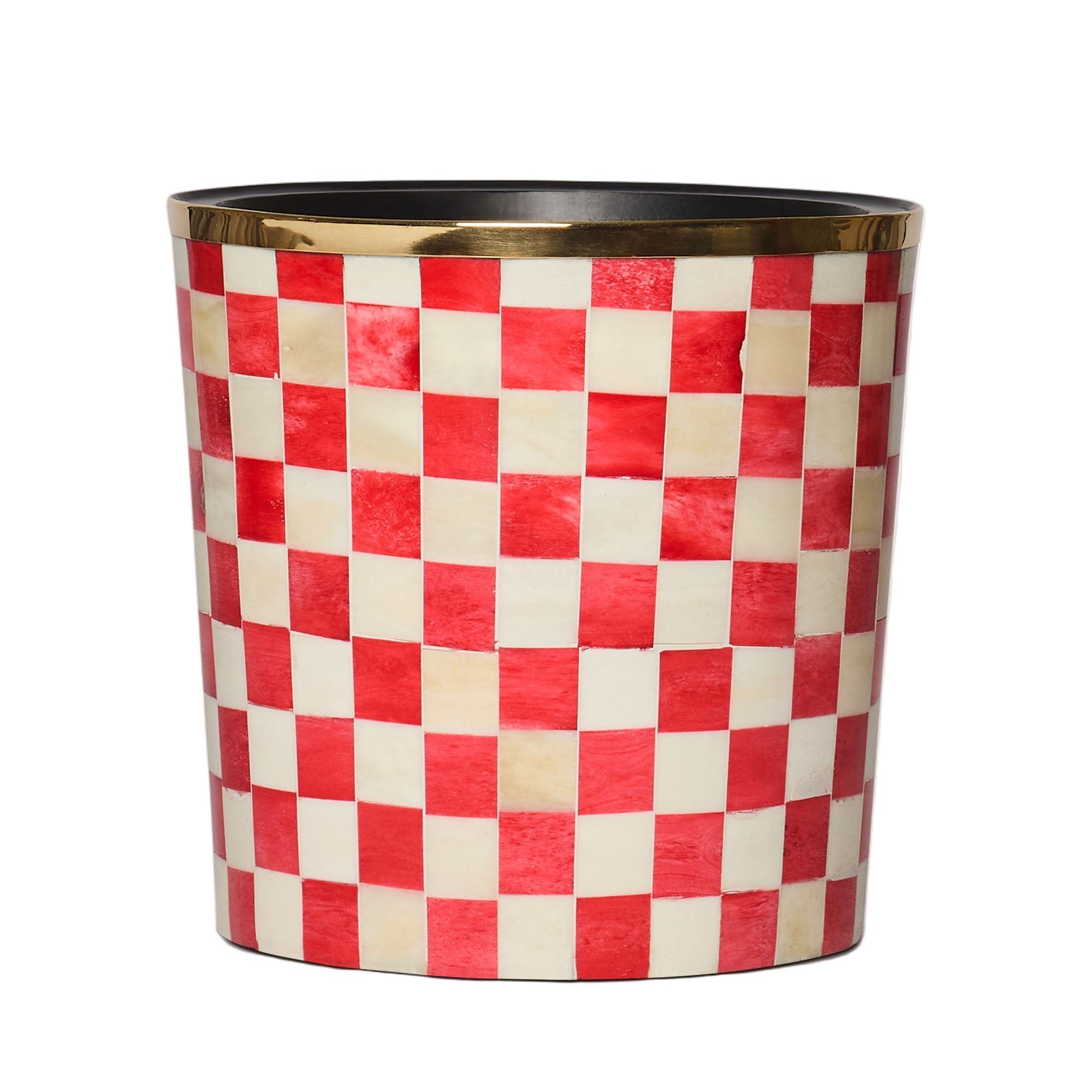 Round Inlay Planter | Medium | Red | Chequered