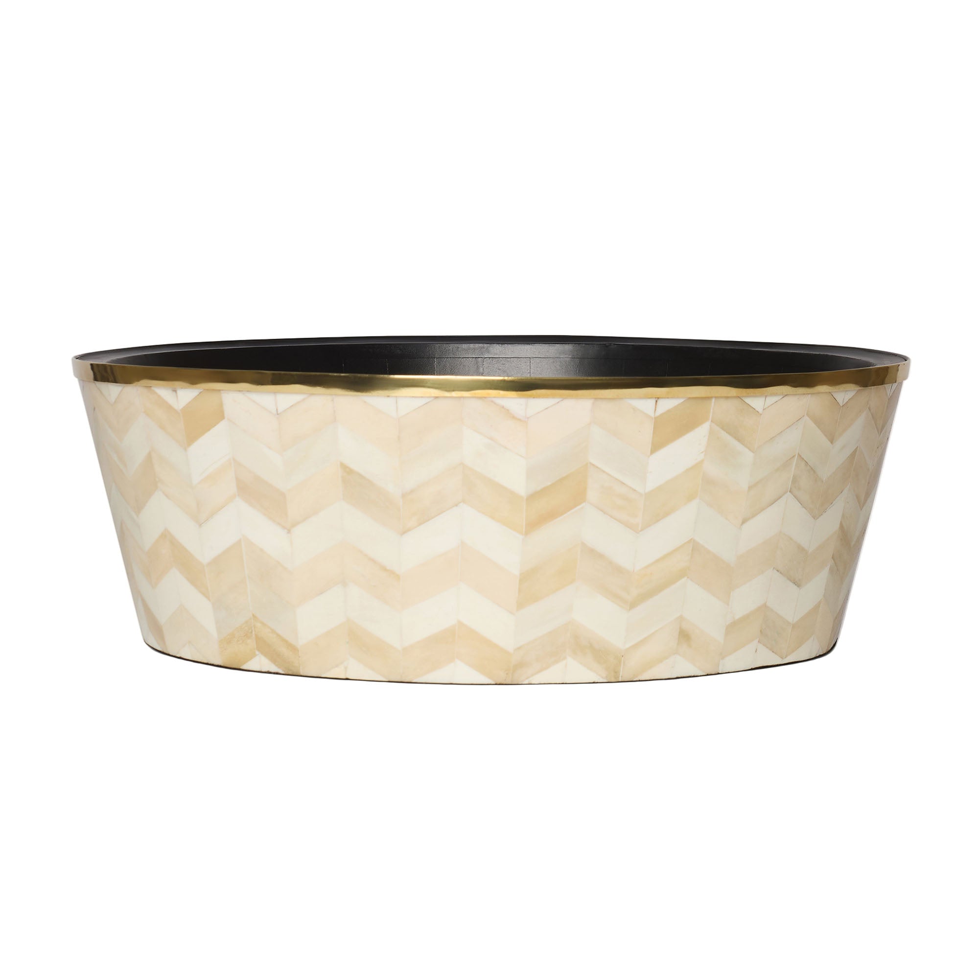 Round Inlay Planter | Large | Beige | Chevron