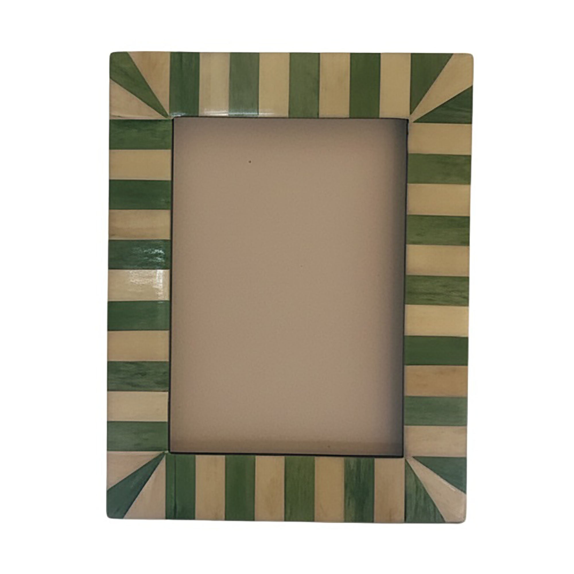 Small Photo frame | Green & White | Striped