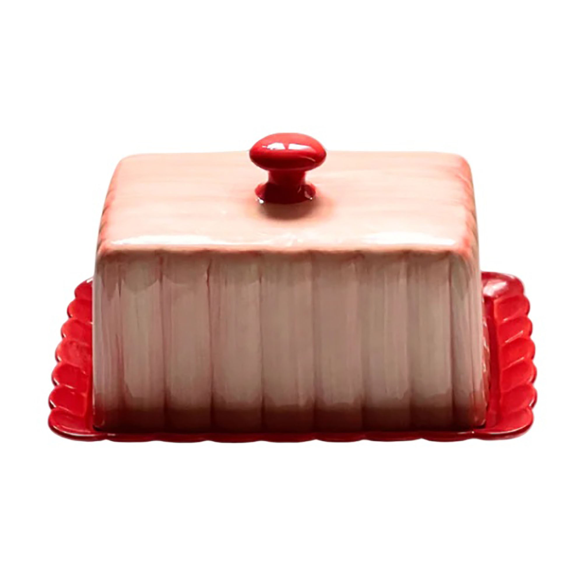 Butter Dish | Rose Pink & Ruby Red