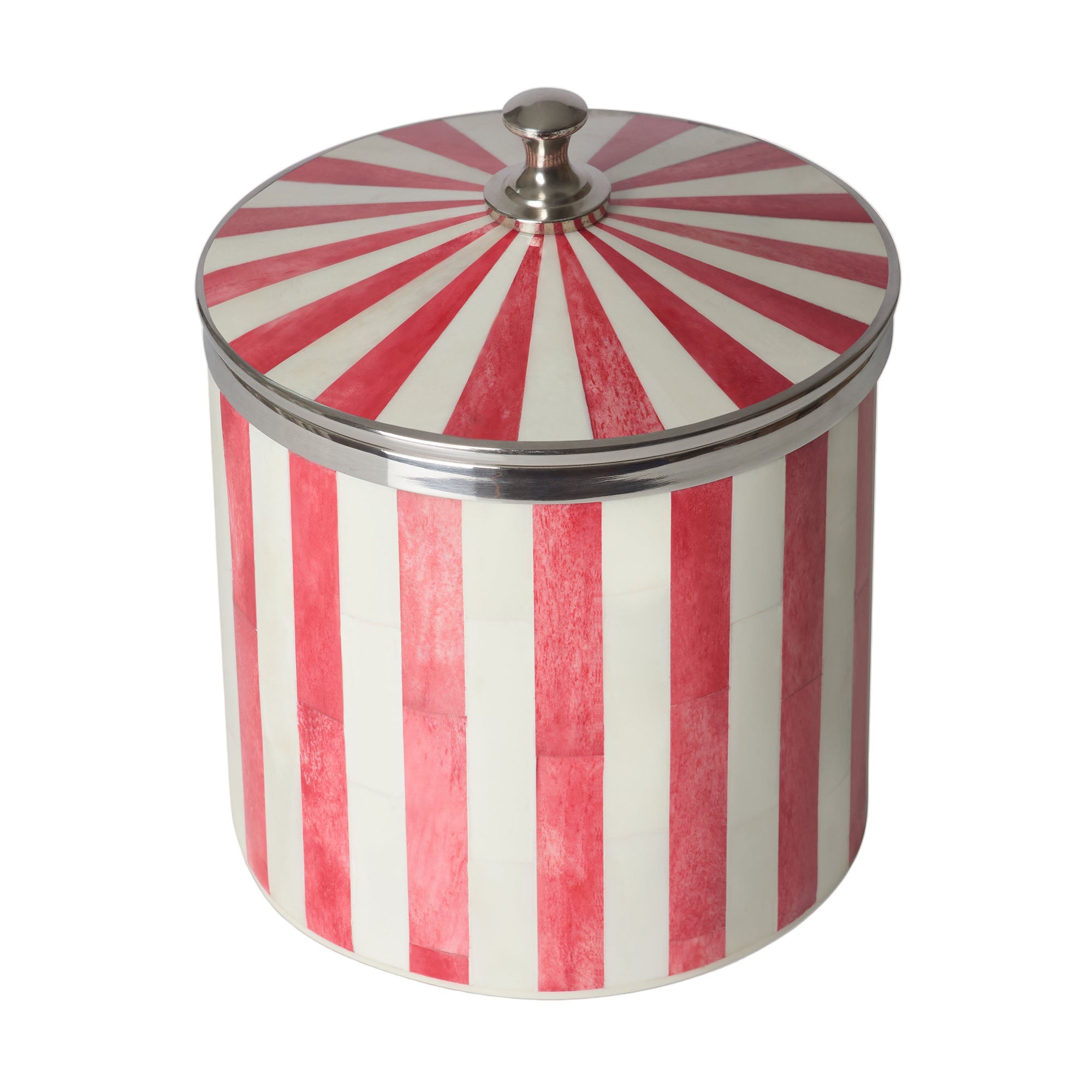Bone Inlay Ice Bucket | Red & White | Striped
